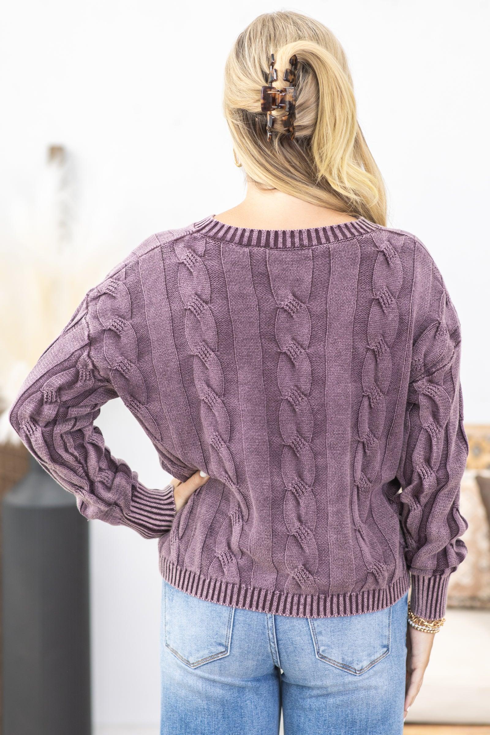 Mineral Washed Cable Knit Sweater Product Image