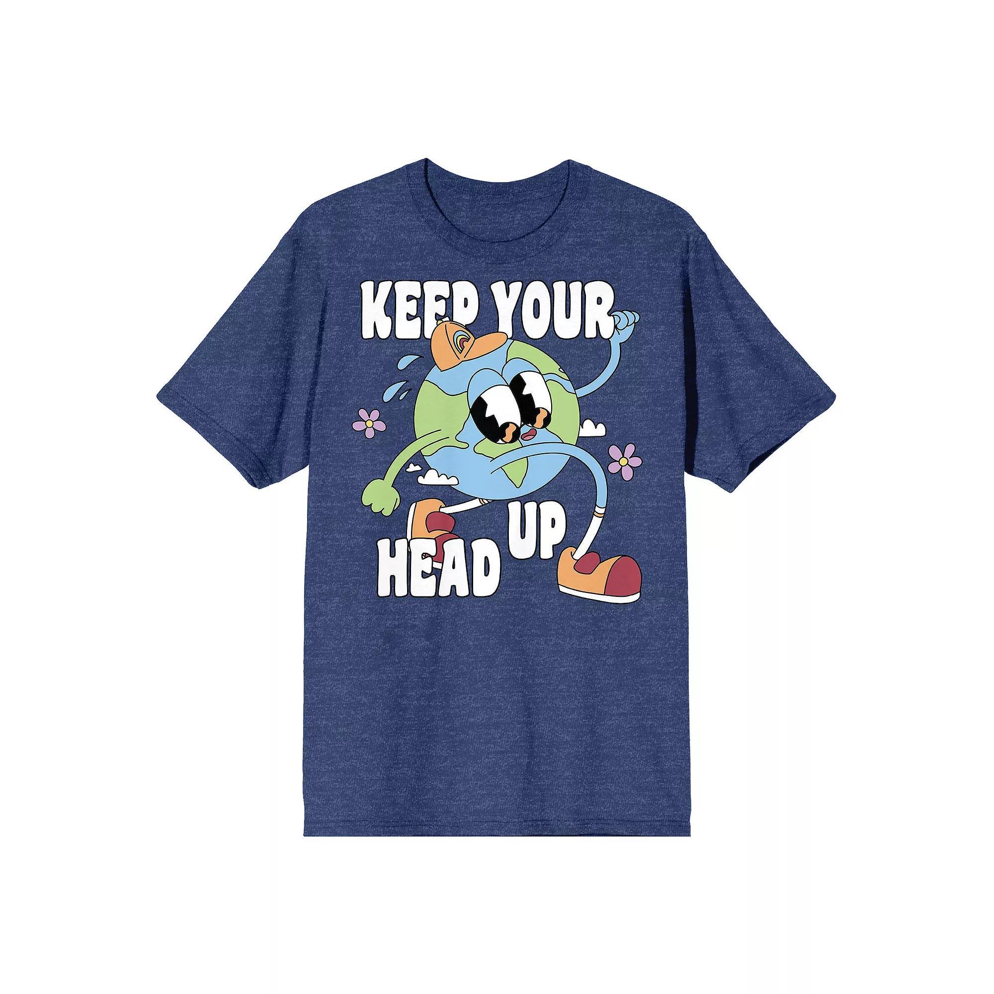Men's Positive Vibes Cartoon Earth Keep Your Head Up Tee,  Product Image