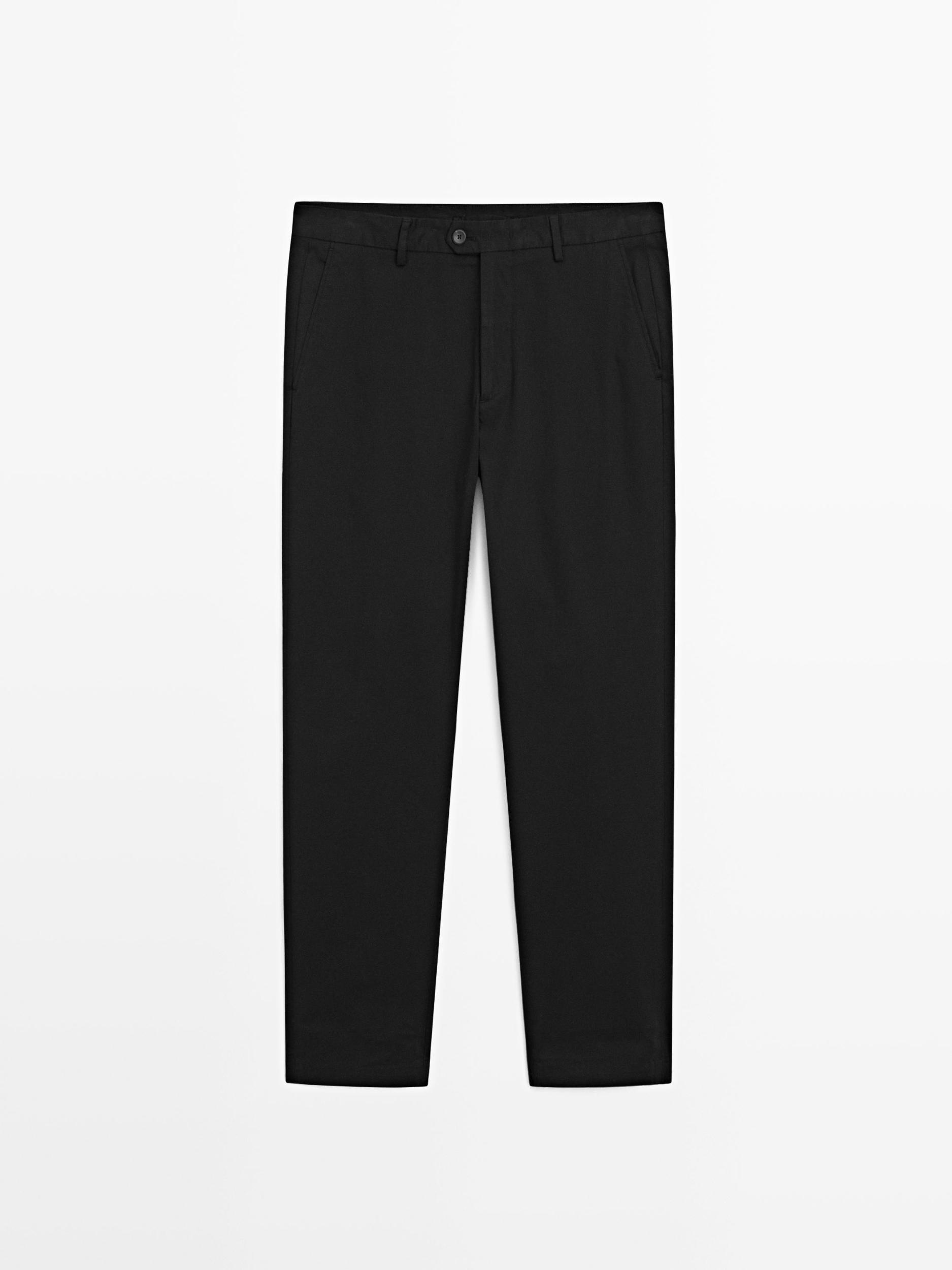 Cotton blend slim fit trousers Product Image