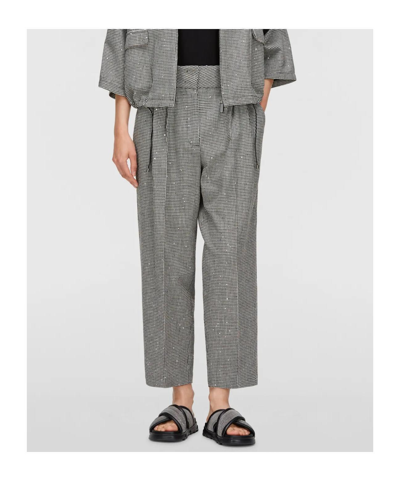 FABIANA FILIPPI Houndstooth Pleated Casual Pants In Gray Product Image