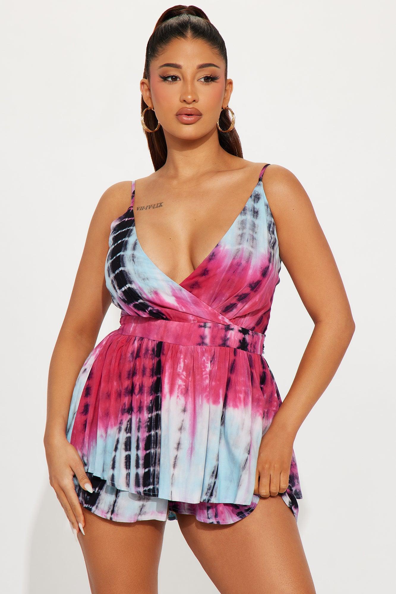 Coastline Tie Dye Romper - Fuchsia/combo Product Image