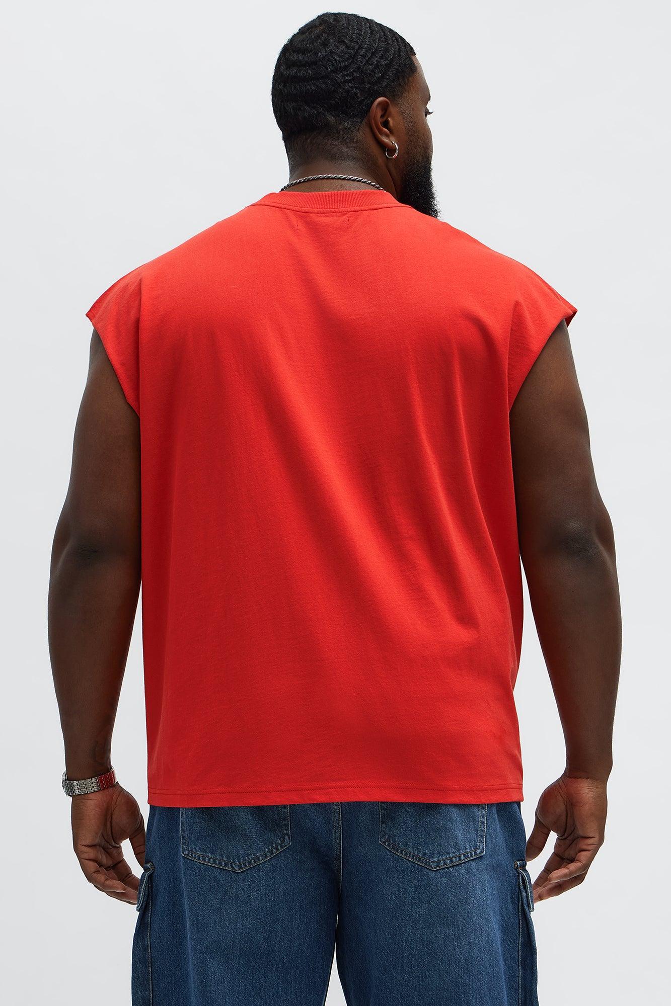 Relaxed Heavyweight Muscle Tee - Red Male Product Image