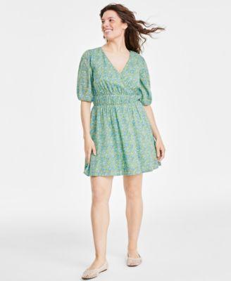 On 34th Womens Printed Elbow-Sleeve Mini Dress, Created for Macys Product Image