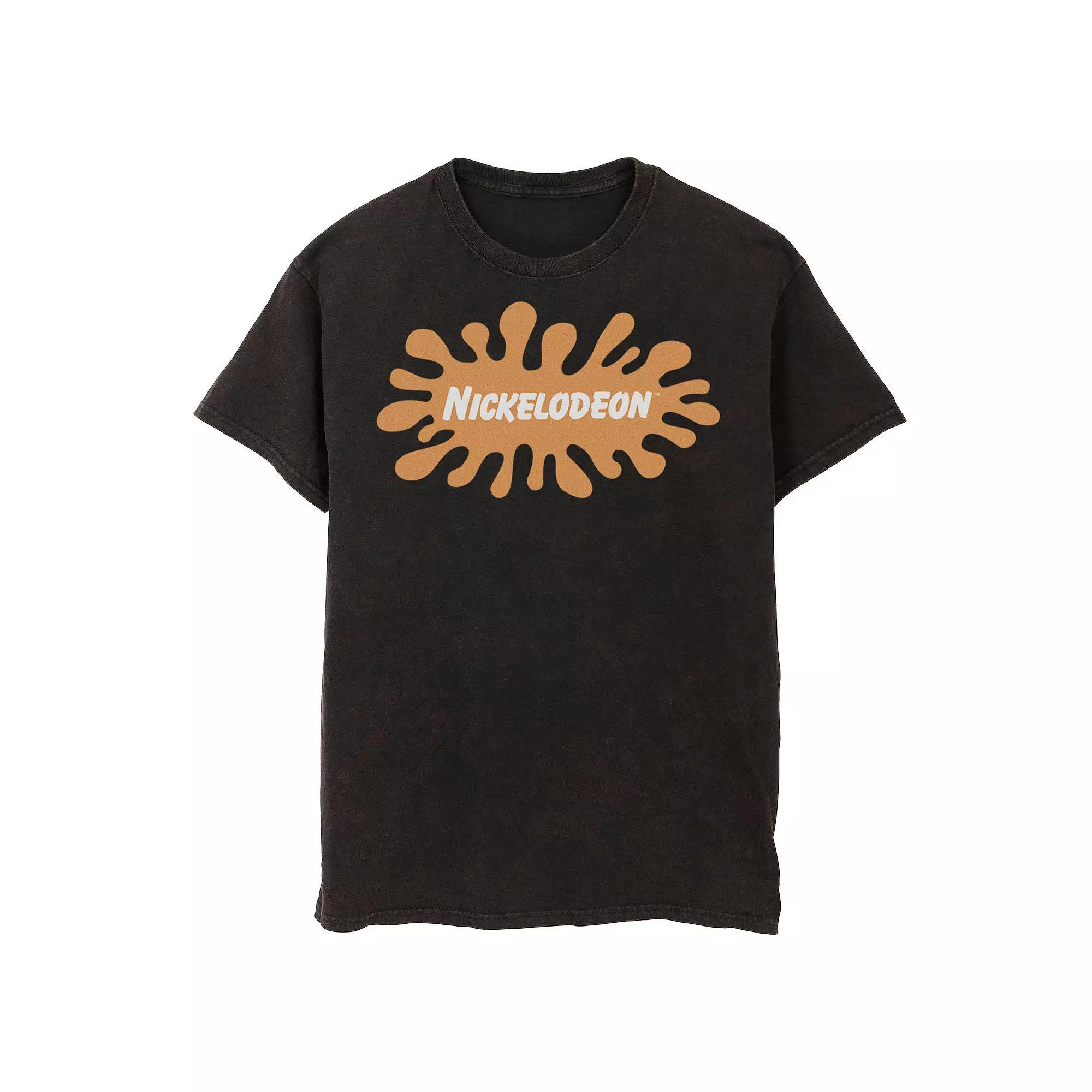 Men's Nickelodeon Classic Splatter Logo Mineral Wash Graphic Tee, Size: Small, Black Product Image