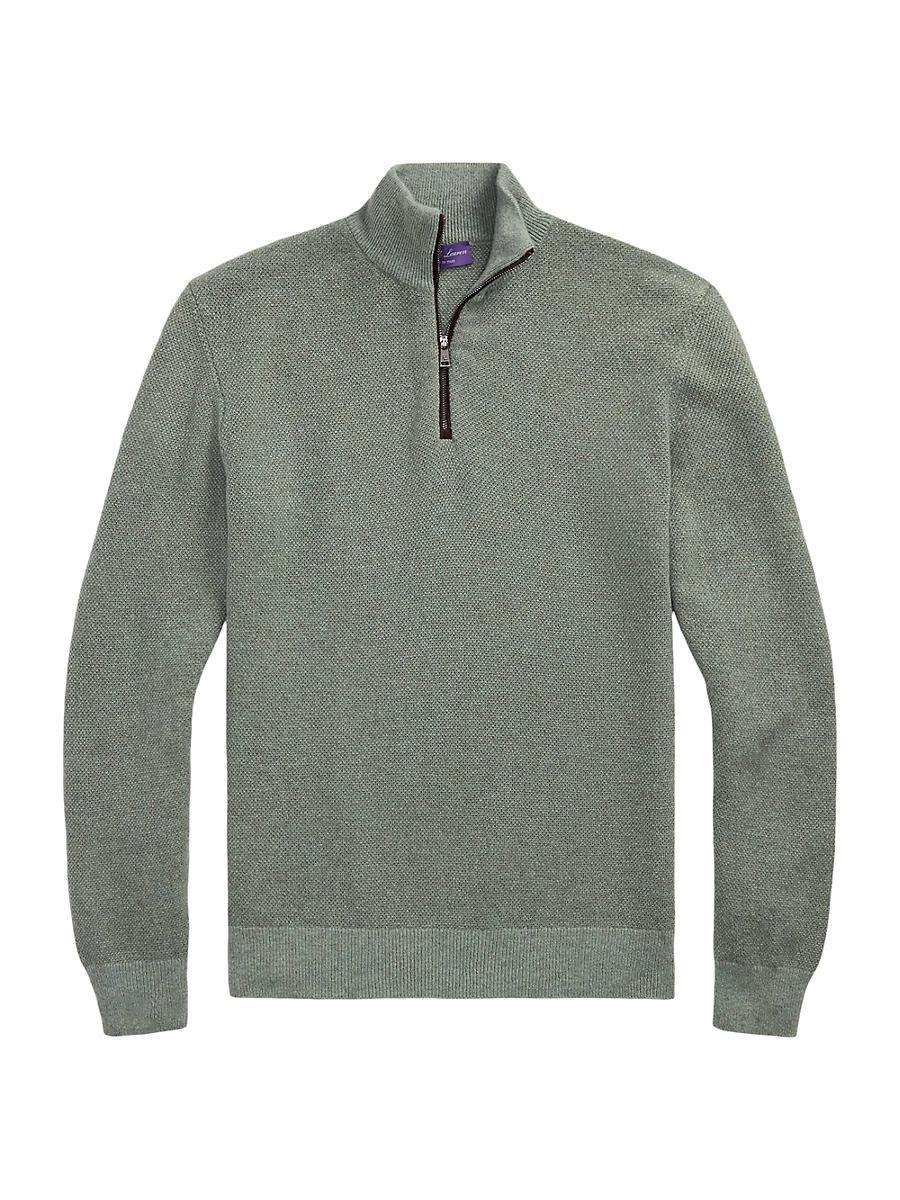 Mens Birdseye Cashmere Quarter-Zip Sweater Product Image