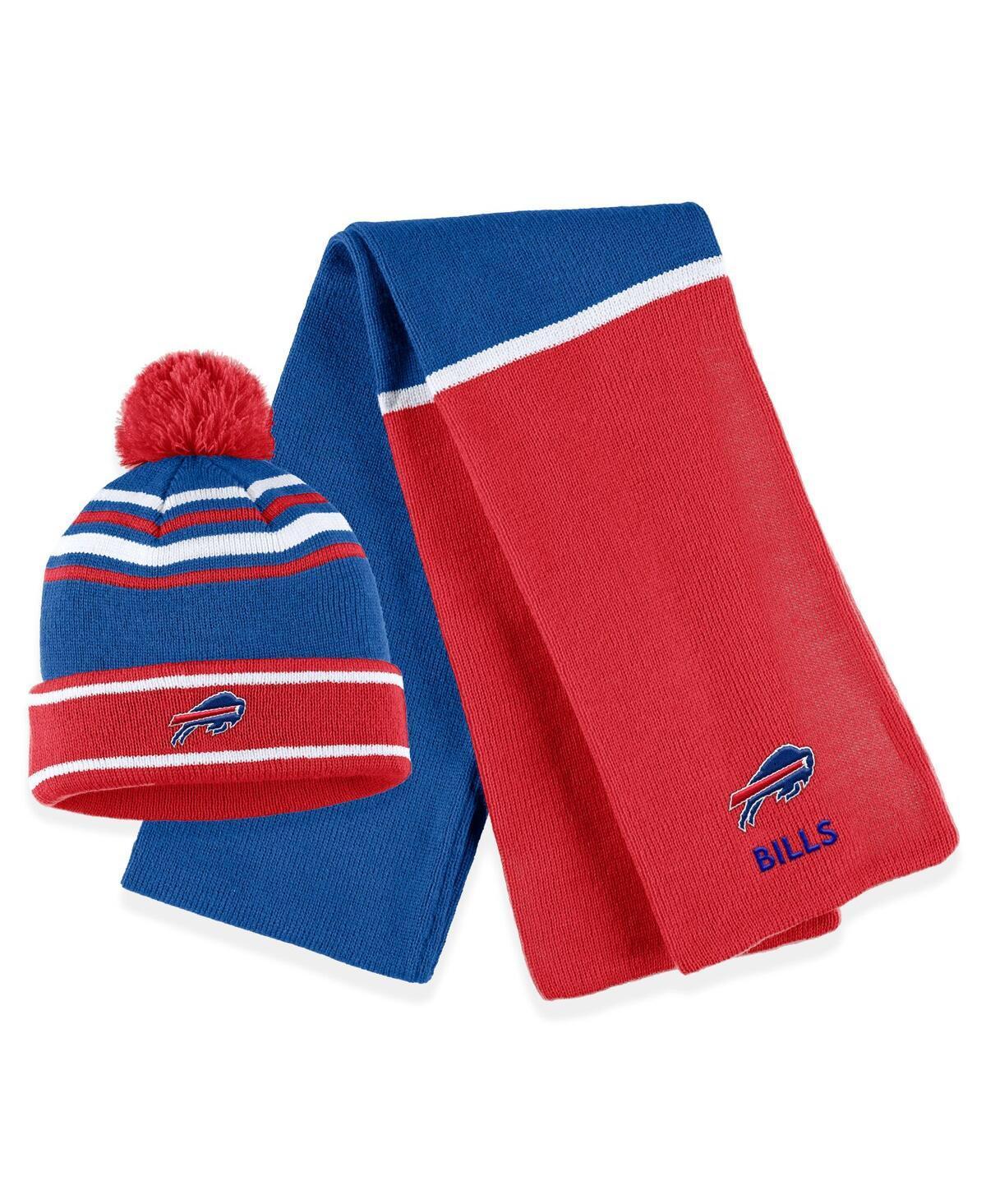 Womens WEAR by Erin Andrews Royal Buffalo Bills Colorblock Cuffed Knit Hat with Pom and Scarf Set Product Image