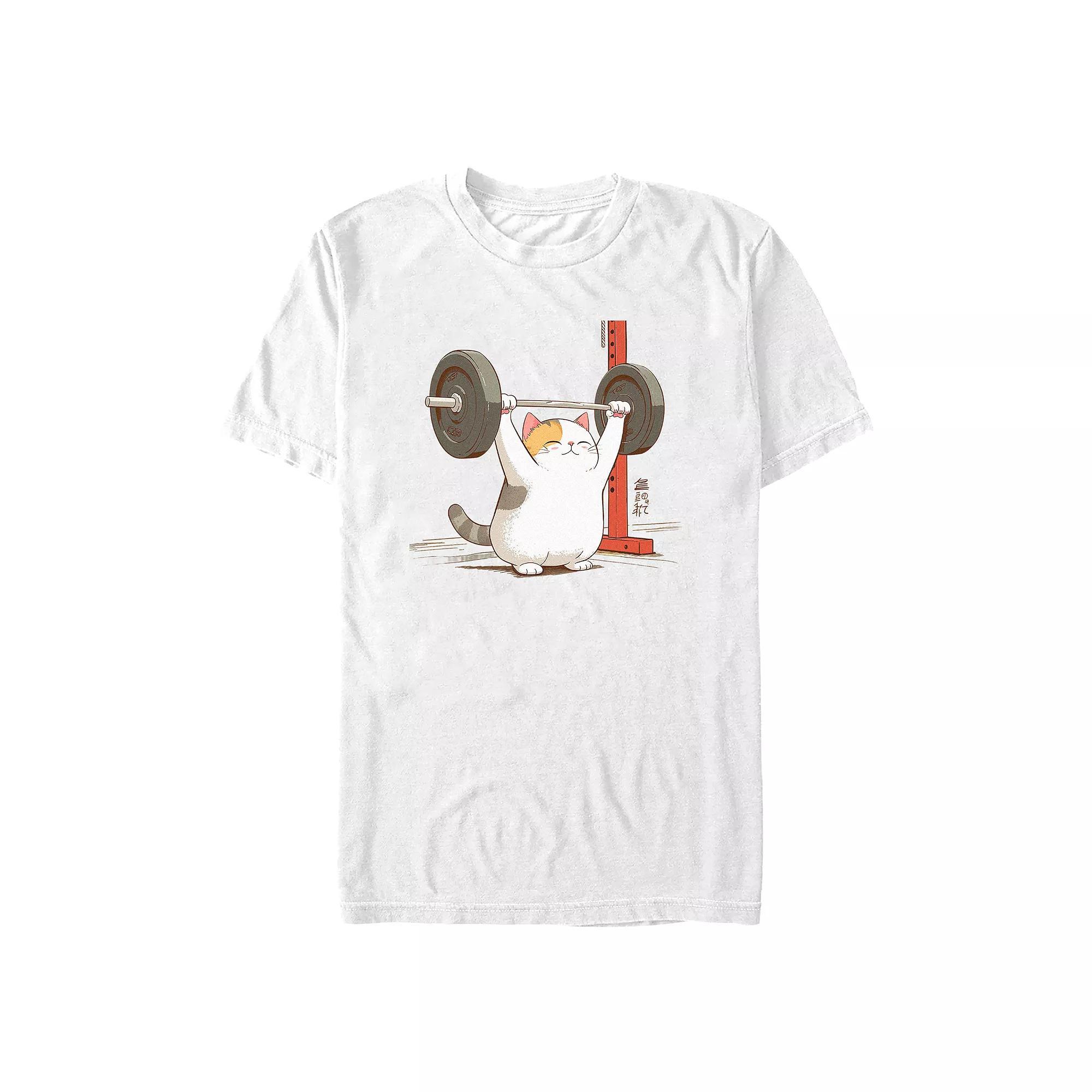 Big & Tall Fitness Kitty Graphic Tee, Men's, Size: 4XL Tall, White Product Image