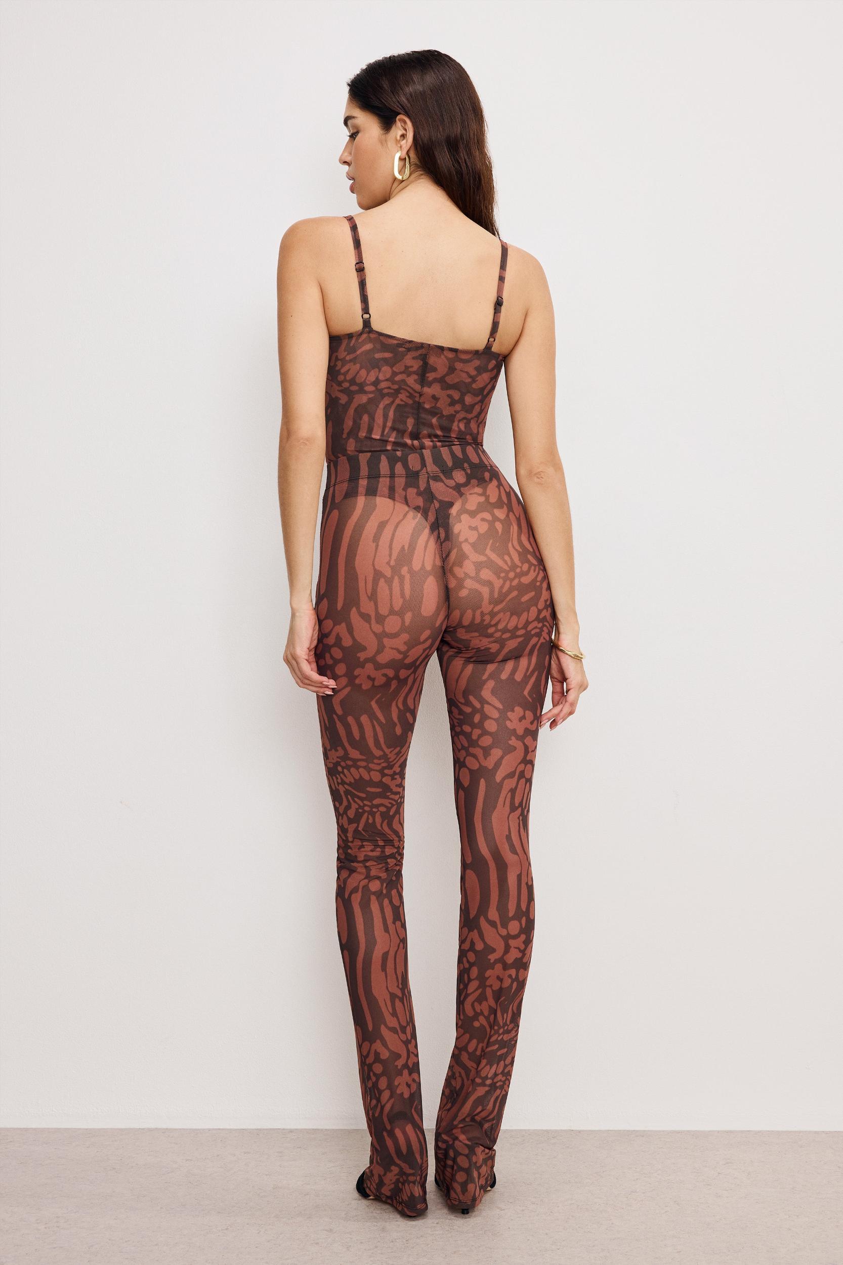 MESH MICRO BOOT LEGGINGS | JAVA WARPED LEOPARD001 Product Image