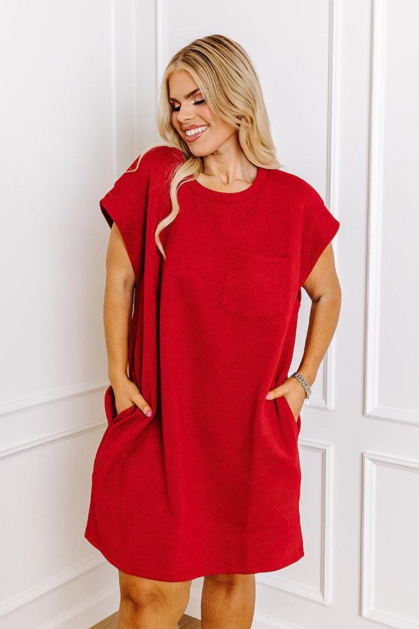 Sunny Days Shift Dress in Crimson Curves Product Image