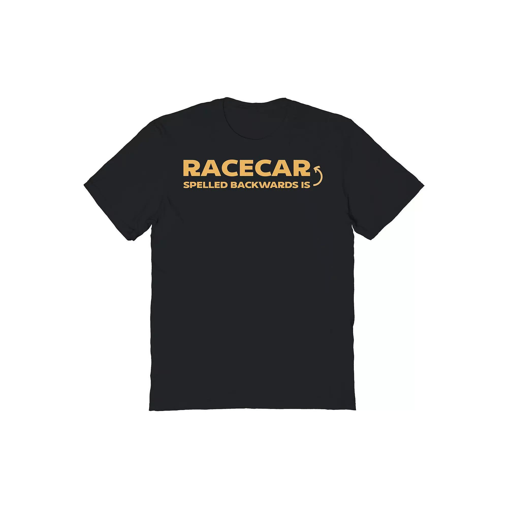 Men's COLAB89 by Threadless Racecar Spelled Backwards Is Racecar Graphic Tee, Size: XXL, Black Product Image