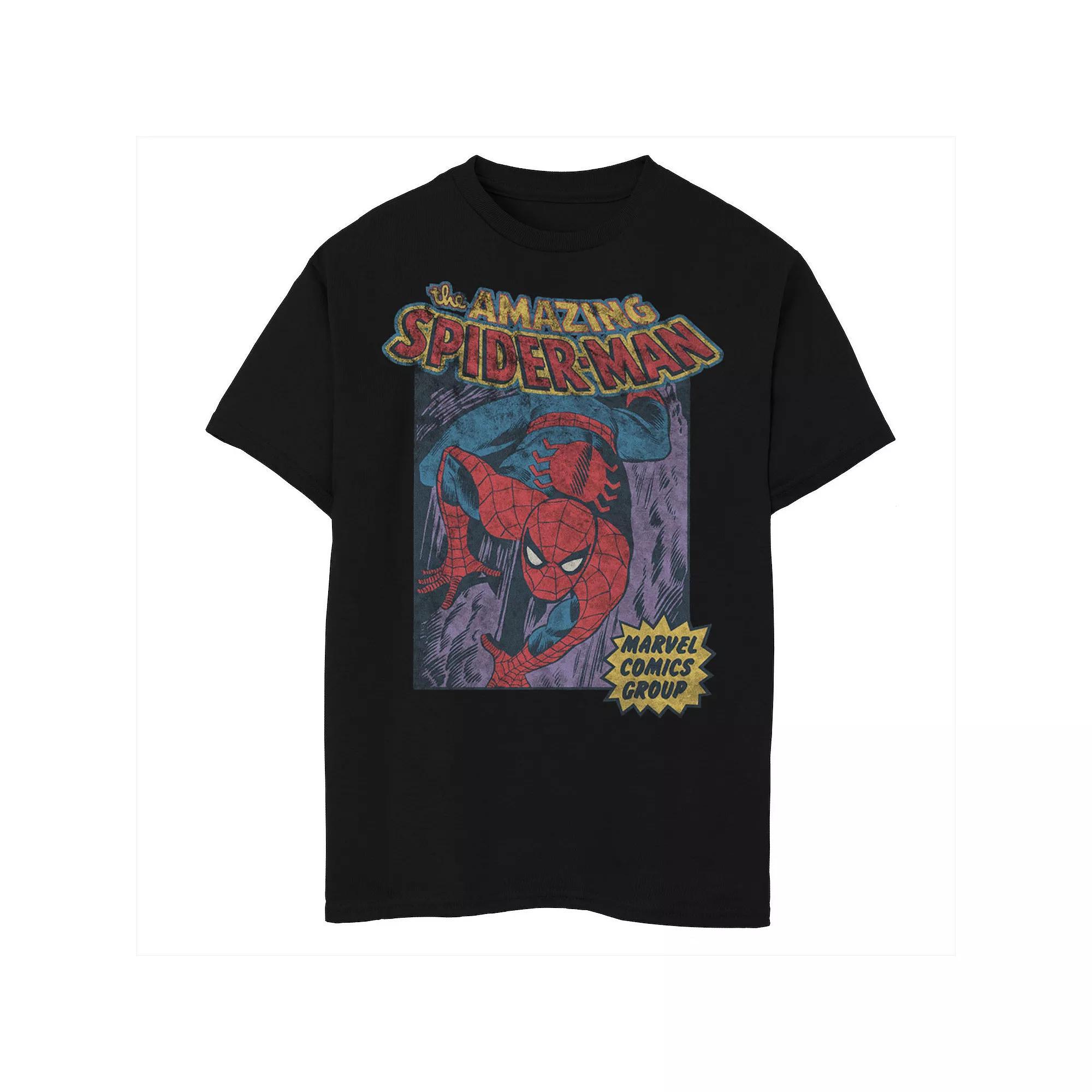 Boys 8-20 Marvel The Amazing Spider-Man Comic Poster Graphic Tee, Boy's, Size: Medium, Black Product Image