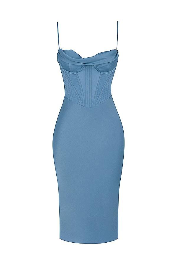 Myrna  aegean blue corset midi dress Product Image