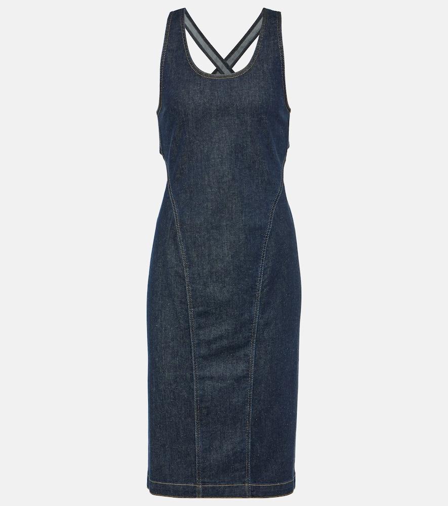 ALAÏA Open-back Cotton-blend Midi Dress In Blue Product Image