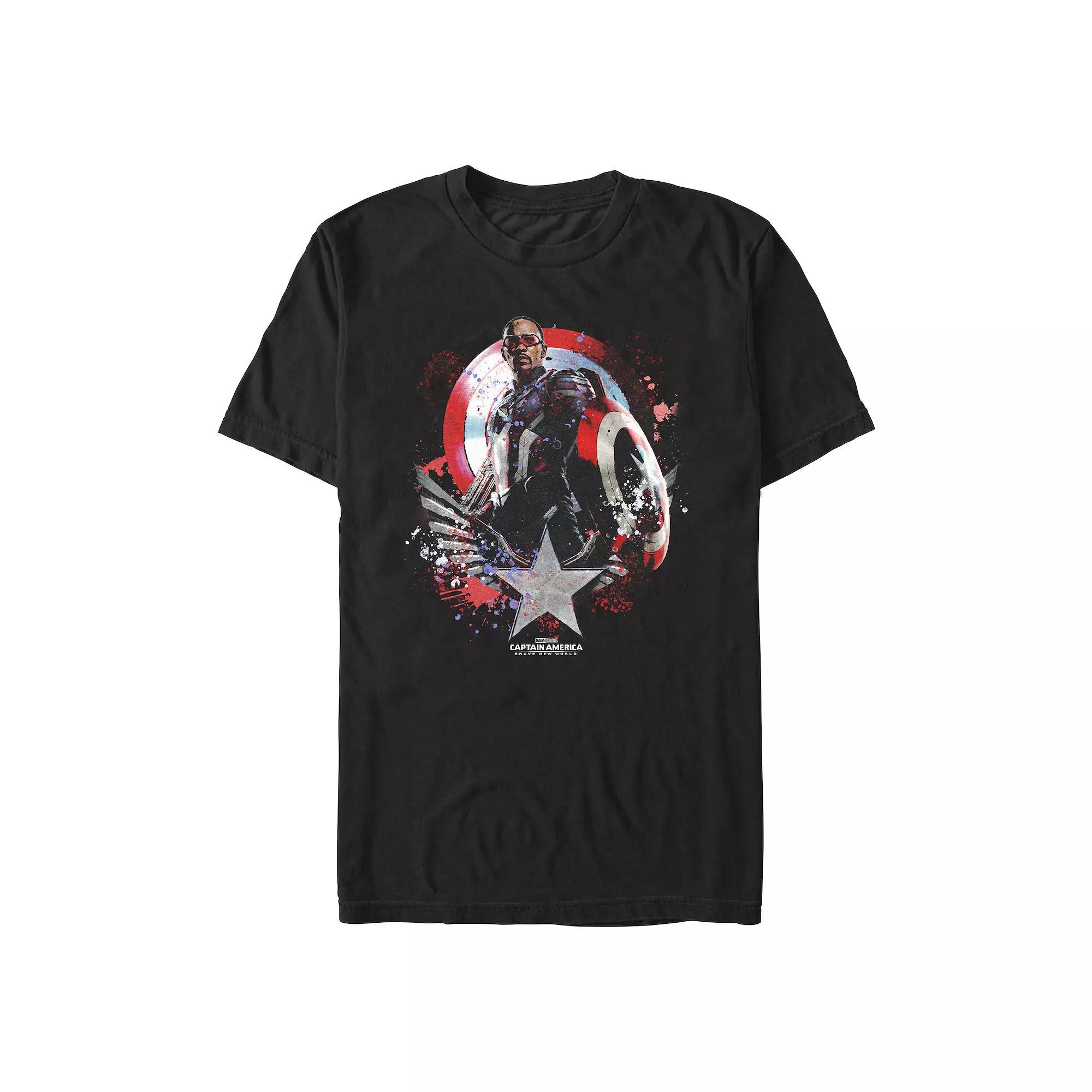 Men's Marvel Captain America Brave New World Splatter Poster Graphic Tee, Size: XL, Black Product Image