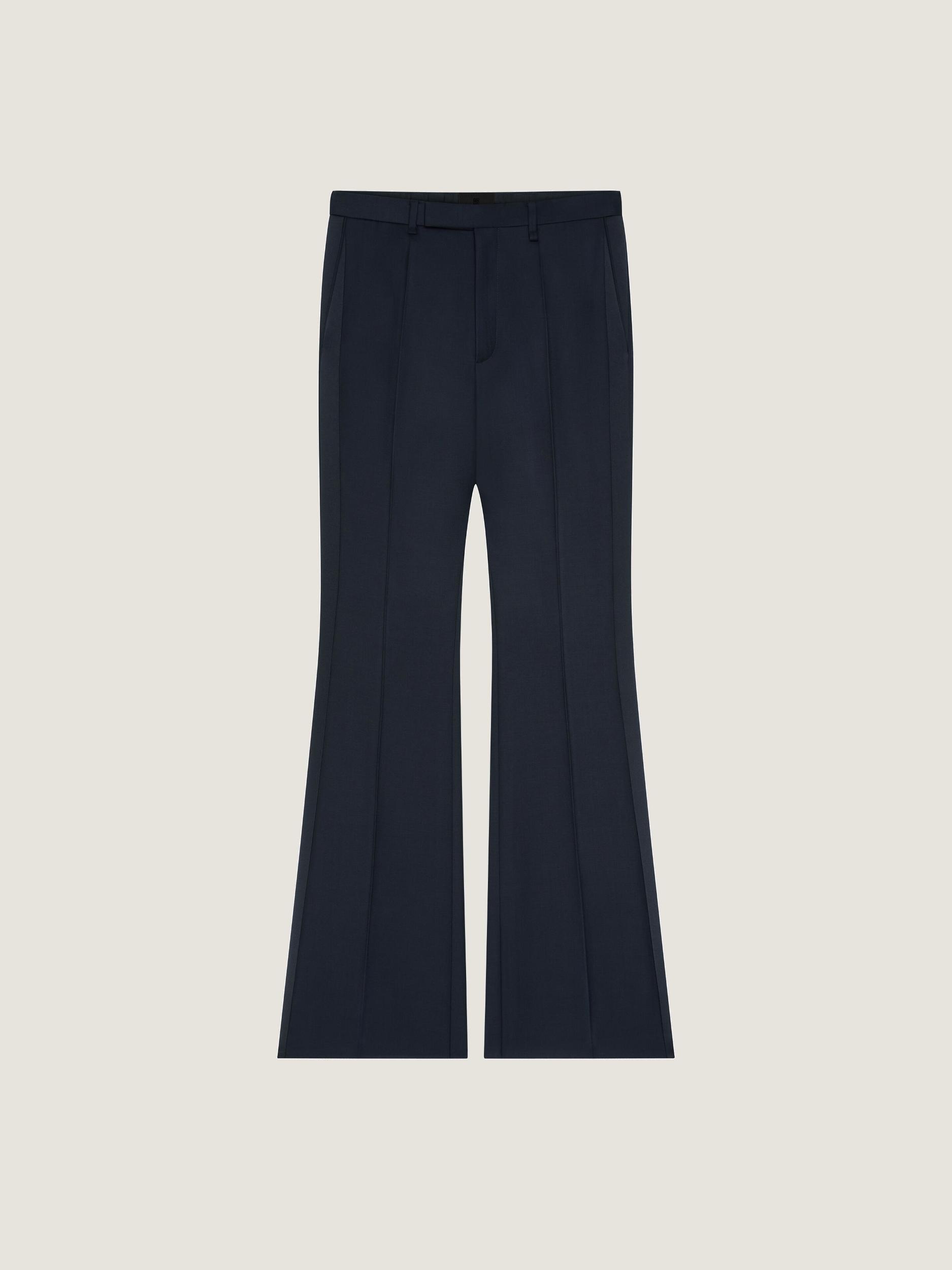 Flare tailored pants in wool with satin bands Product Image