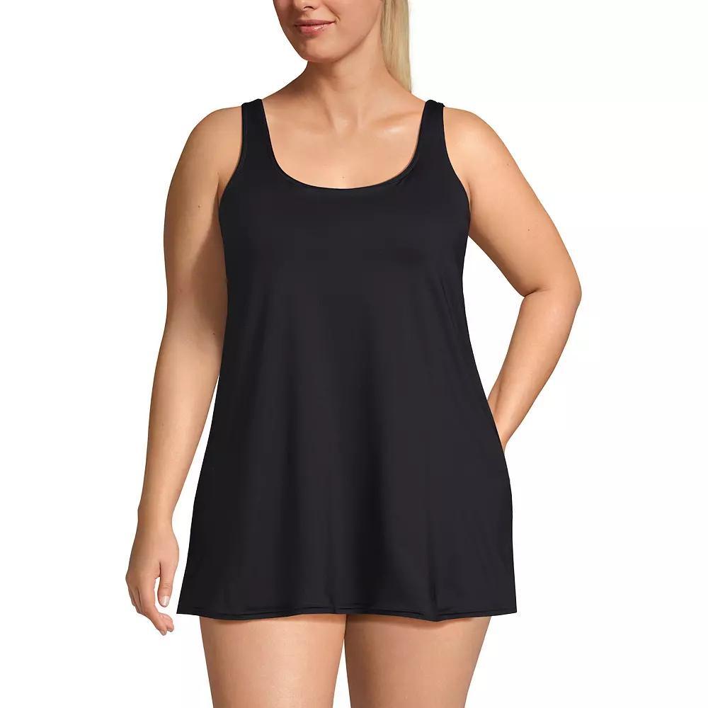 Plus Size Lands' End Scoopneck Swim Dress One-Piece Swimsuit, Women's, Size: 2XL, Navy Blue Geo Product Image