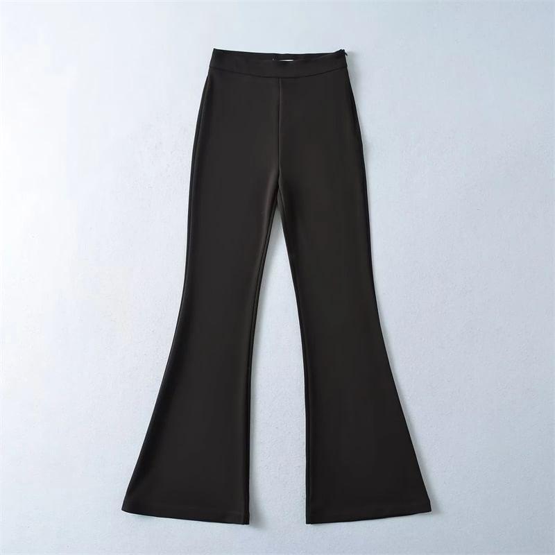 High Rise Plain Flared Pants Product Image