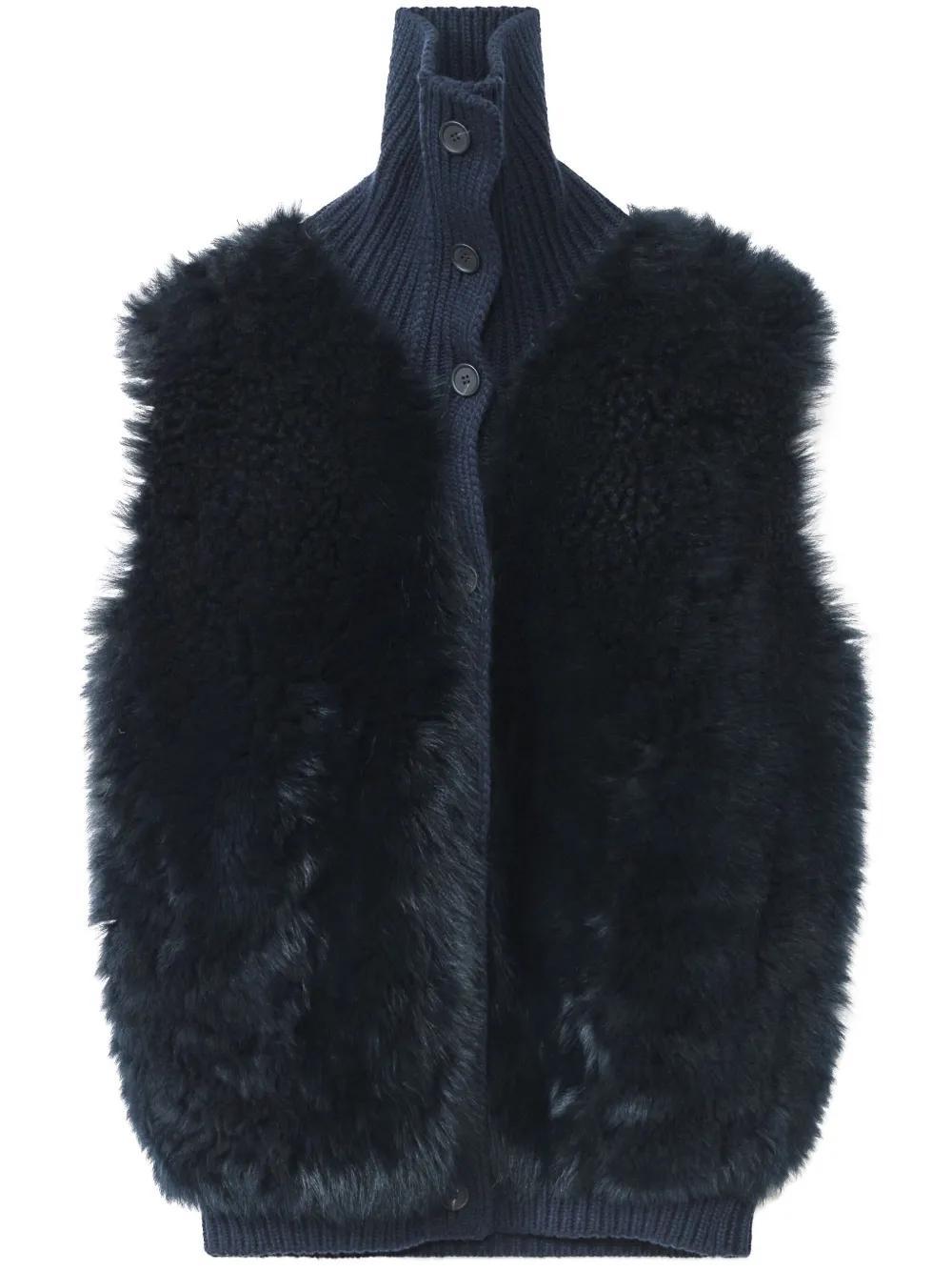 FABIANA FILIPPI Platinum And Shearling Gilet In Blue Product Image