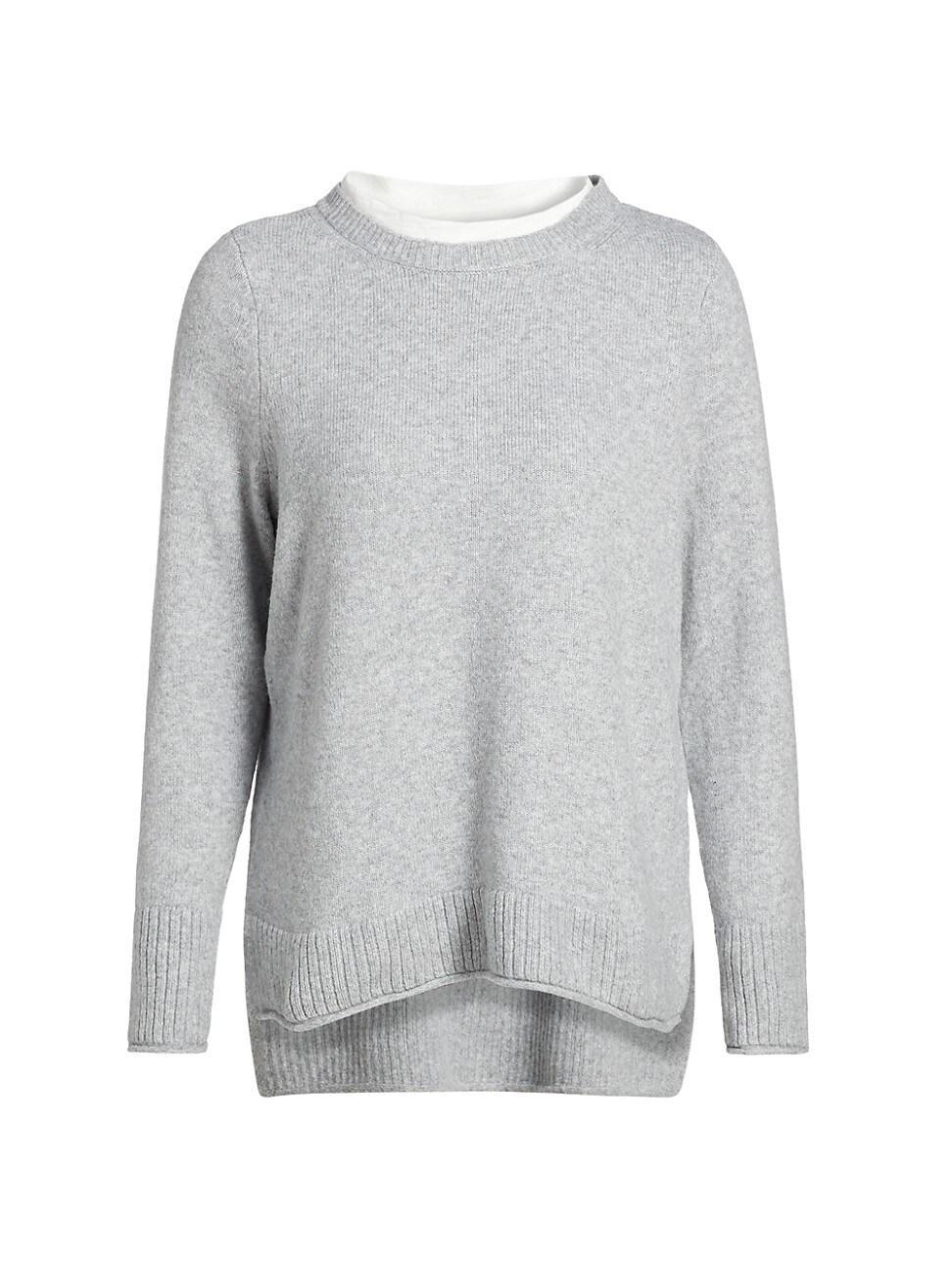Womens Layered Crewneck Sweater Product Image