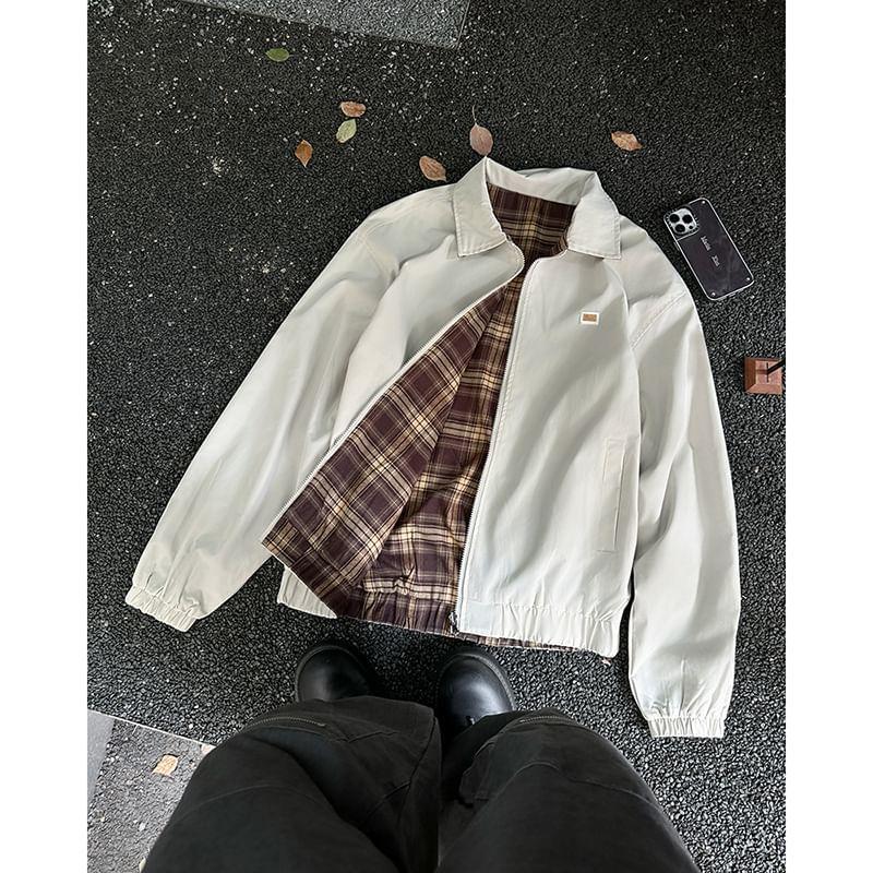 Reversible Collared Zip-Up Jacket Product Image