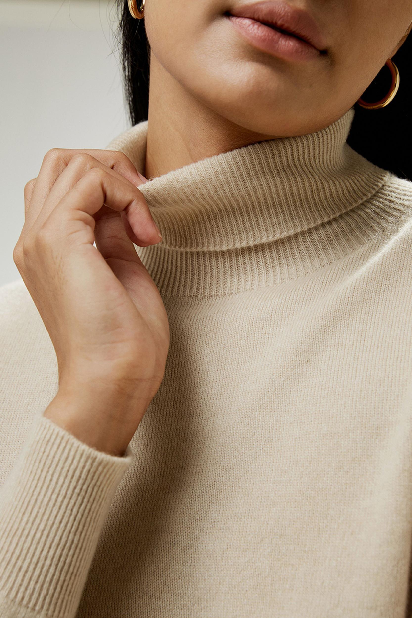LILYSILK 100% Cashmere Sweater Women Turtleneck Design Wardrobe Must-have Black Product Image