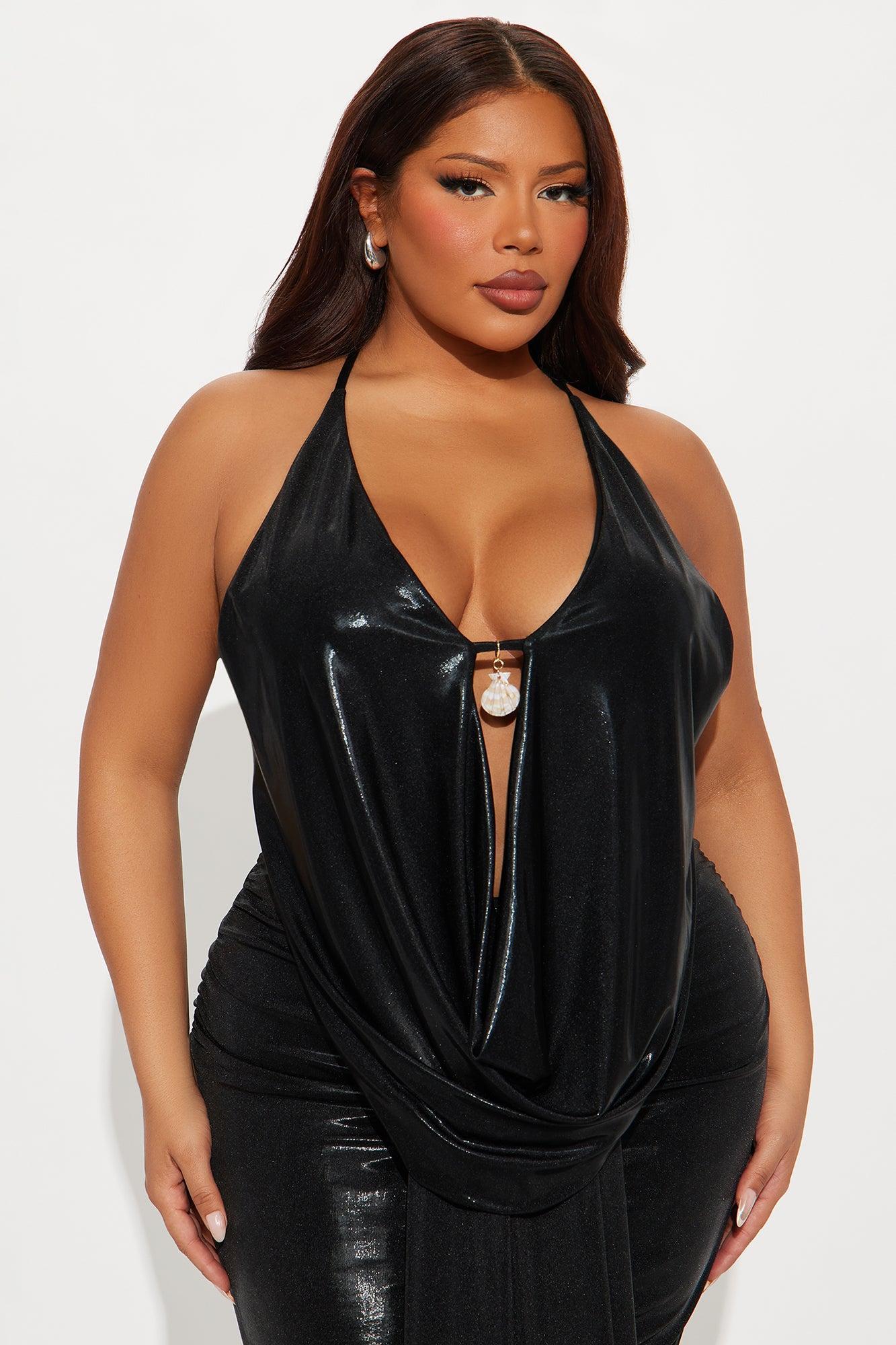 Draped In Desire Slinky Maxi Skirt Set - Black Product Image