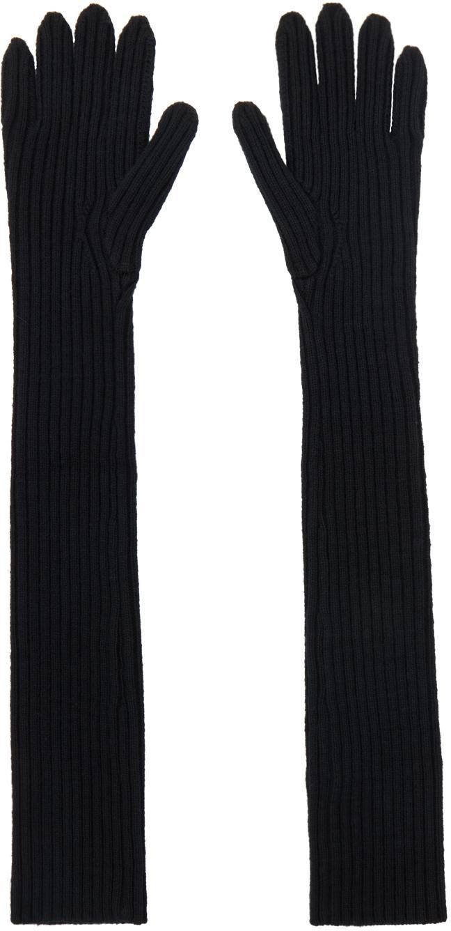 DRIES VAN NOTEN Long Wool Gloves In Blue Product Image