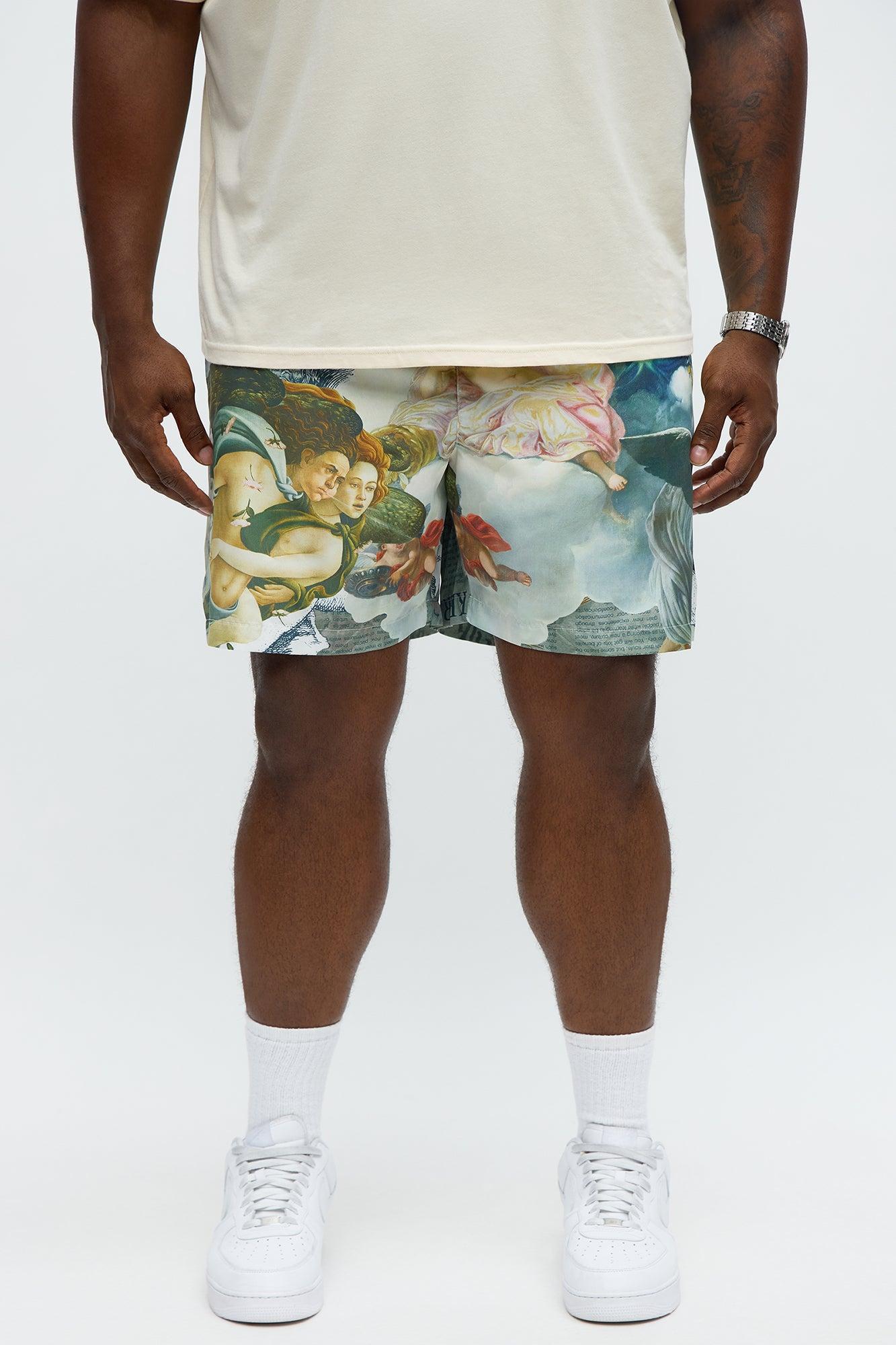 Relaxed Graphic Jersey Basketball Shorts - Multi Color Male Product Image