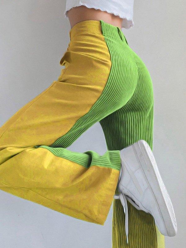 Corduroy Patchwork Straight Pants Product Image