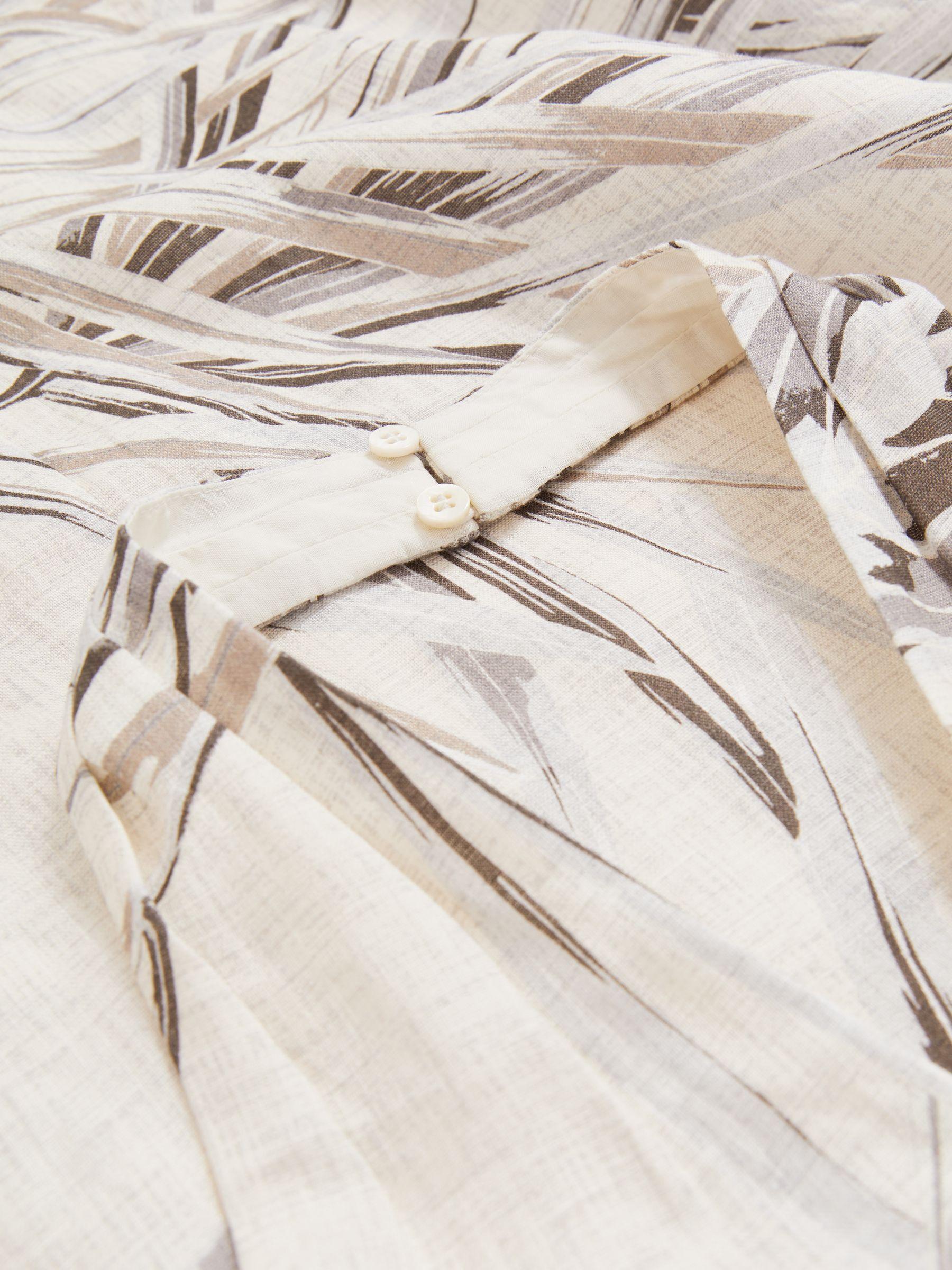 Petite Linen Palm Print Halterneck Midi Dress in Neutral Product Image