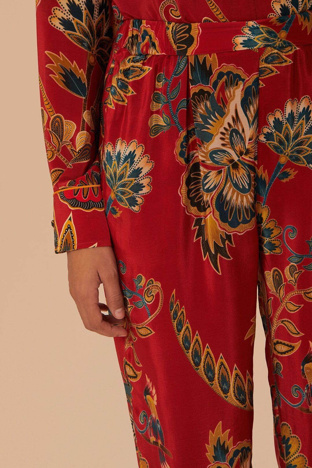 Red Maxi Floral Pajama Pants, MAXI FLORAL RED / S Product Image