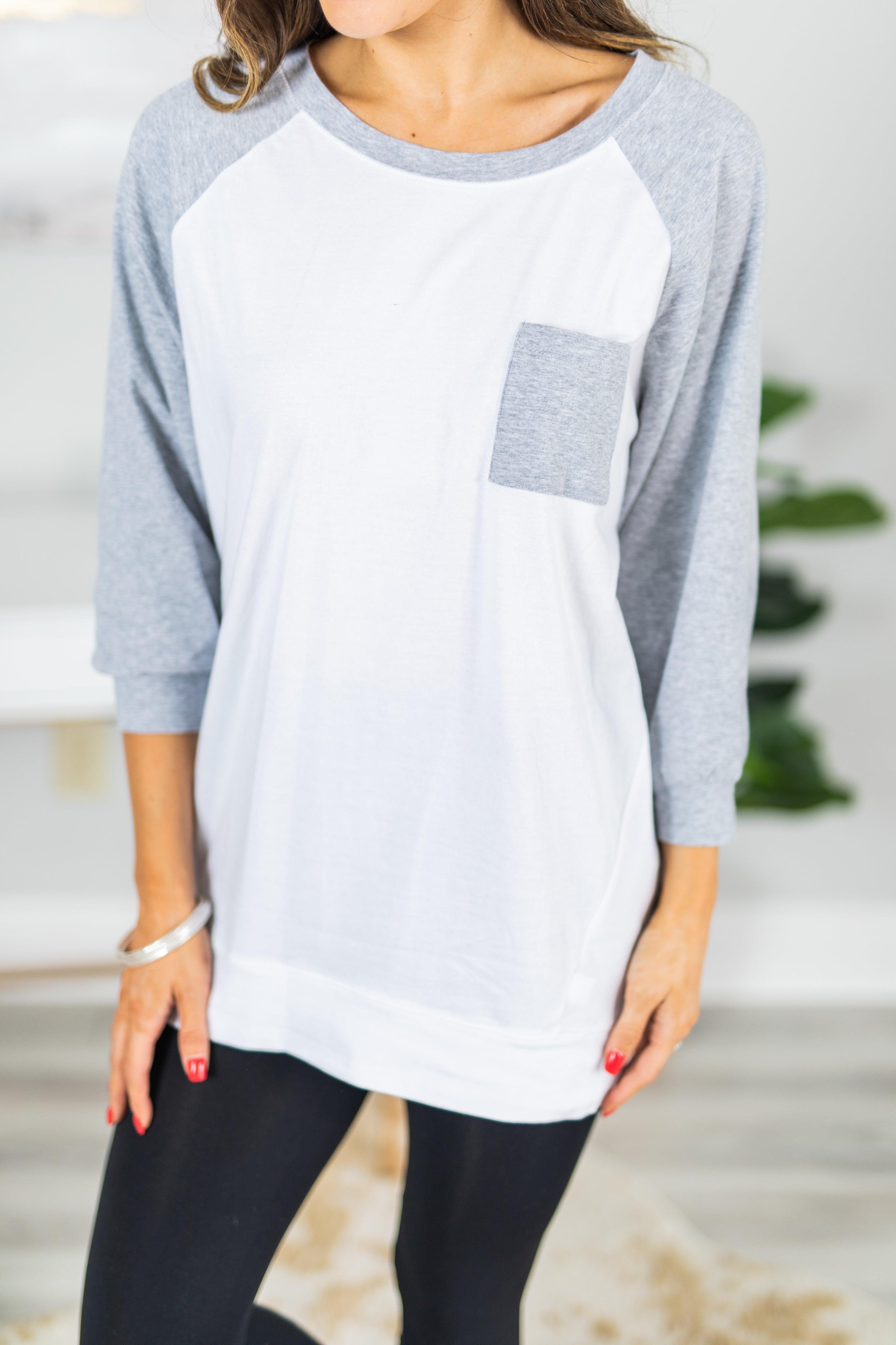 Slouchy Dolman Gray Raglan Tunic w/Pocket Female Product Image