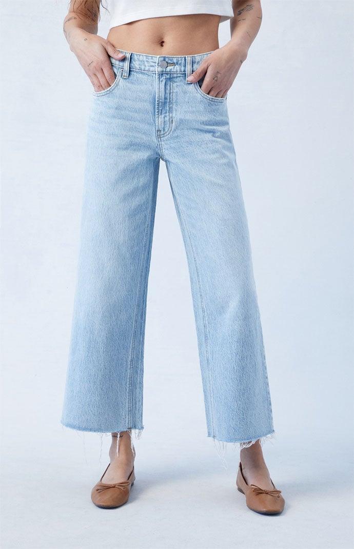 Women's Light Indigo Cropped Wide Leg Jeans Product Image