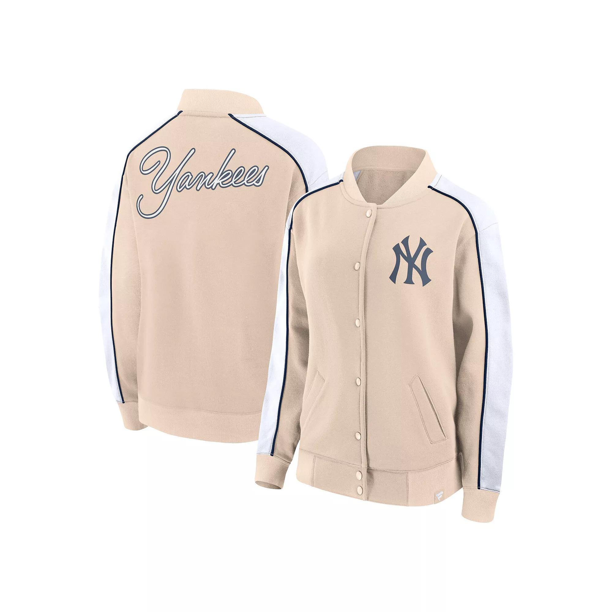 Women's Fanatics Branded Tan New York Yankees Luxe Lounge Full-Snap Jacket, Size: XL, Team Product Image