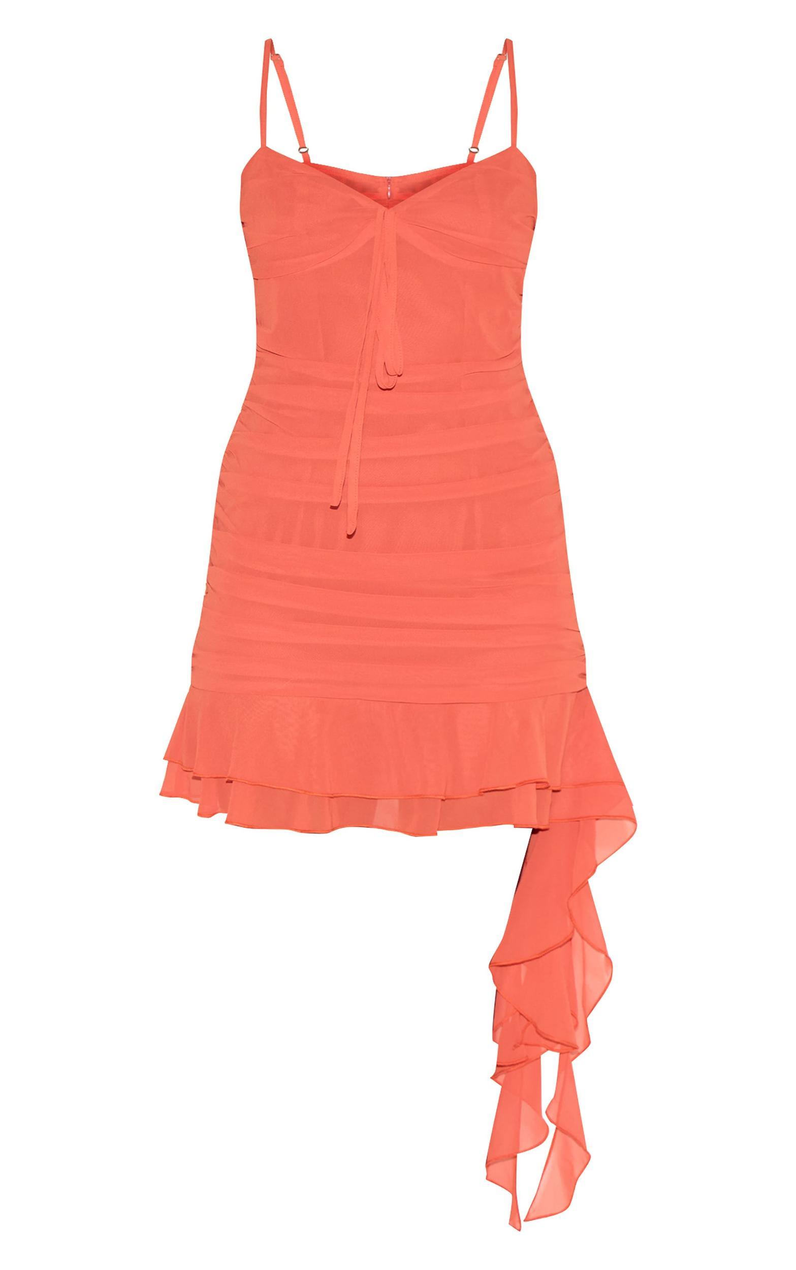 Rust Chiffon Bodycon Dress Product Image