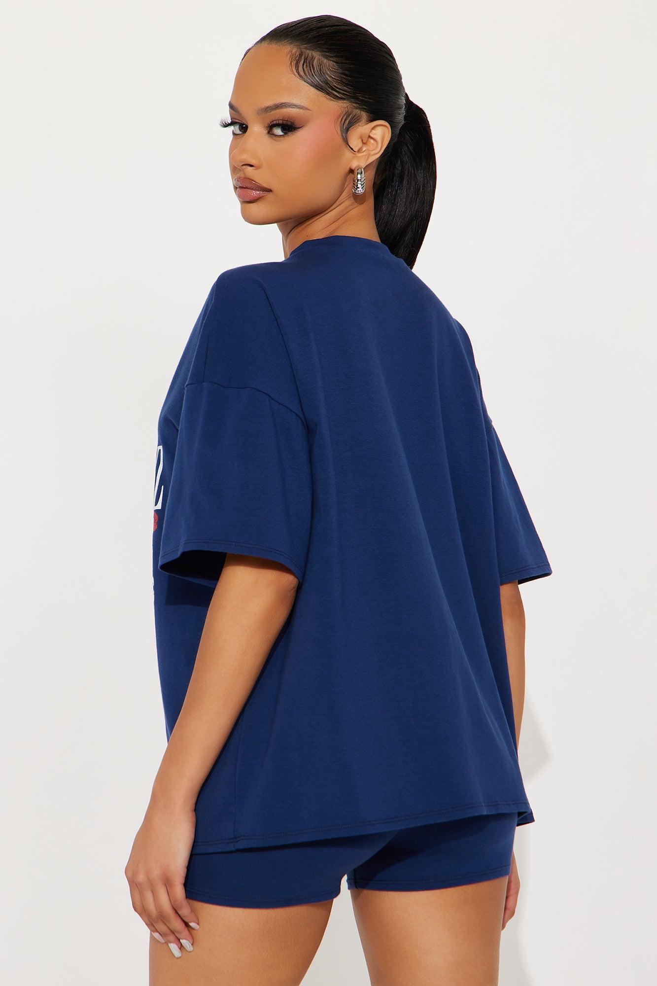 St. Tropez Beach Club Oversize  Short Set - Navy Female Product Image