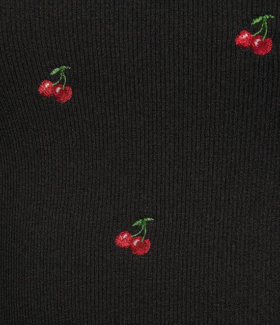 Fornia Seamless Embroidered Cherry Spaghetti Strap Camisole Top Product Image