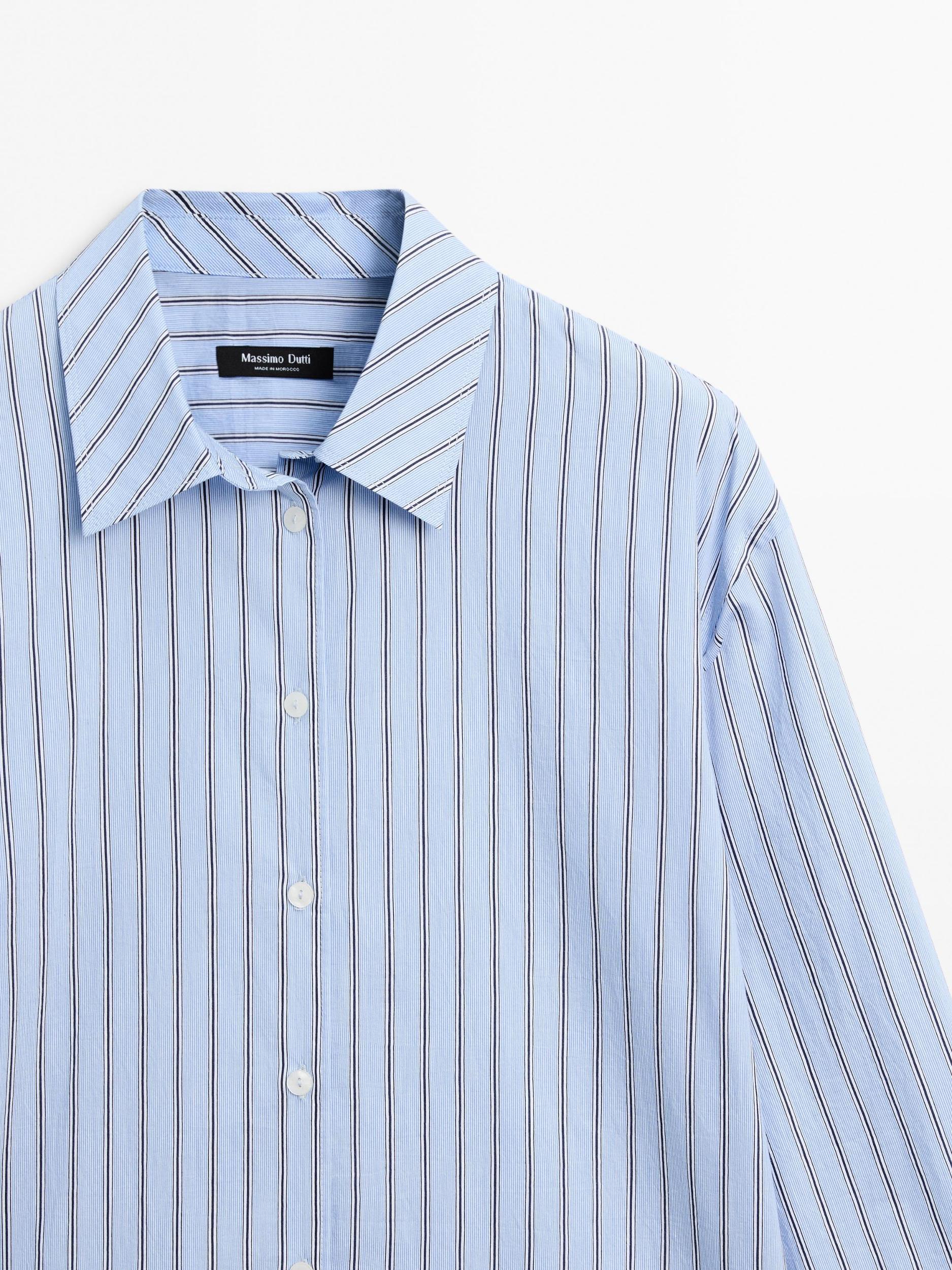 Striped cotton blend shirt Product Image