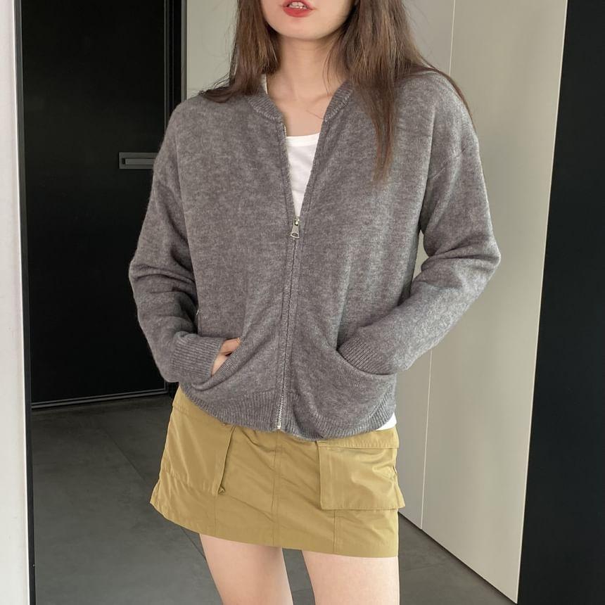 Plain Zip Cardigan Product Image