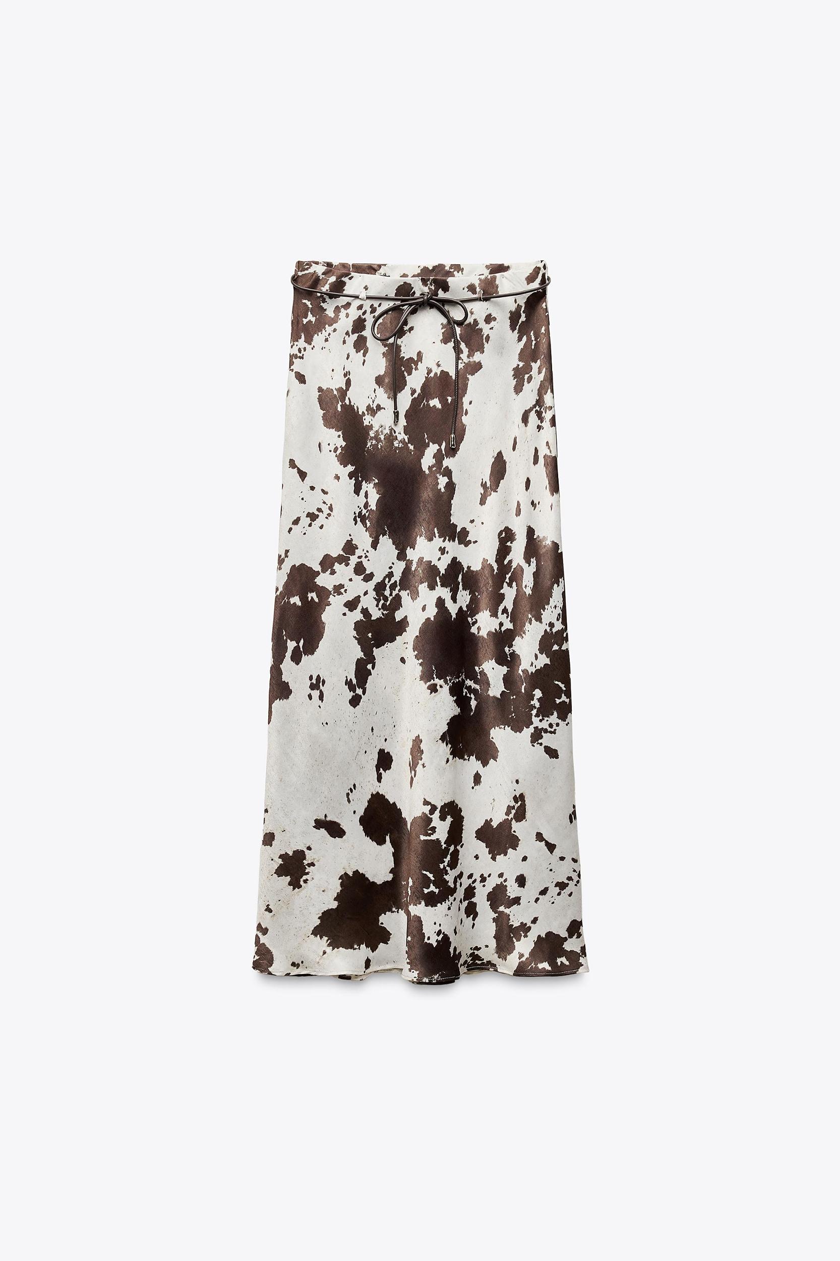 ANIMAL PRINT SATIN EFFECT MIDI SKIRT Product Image