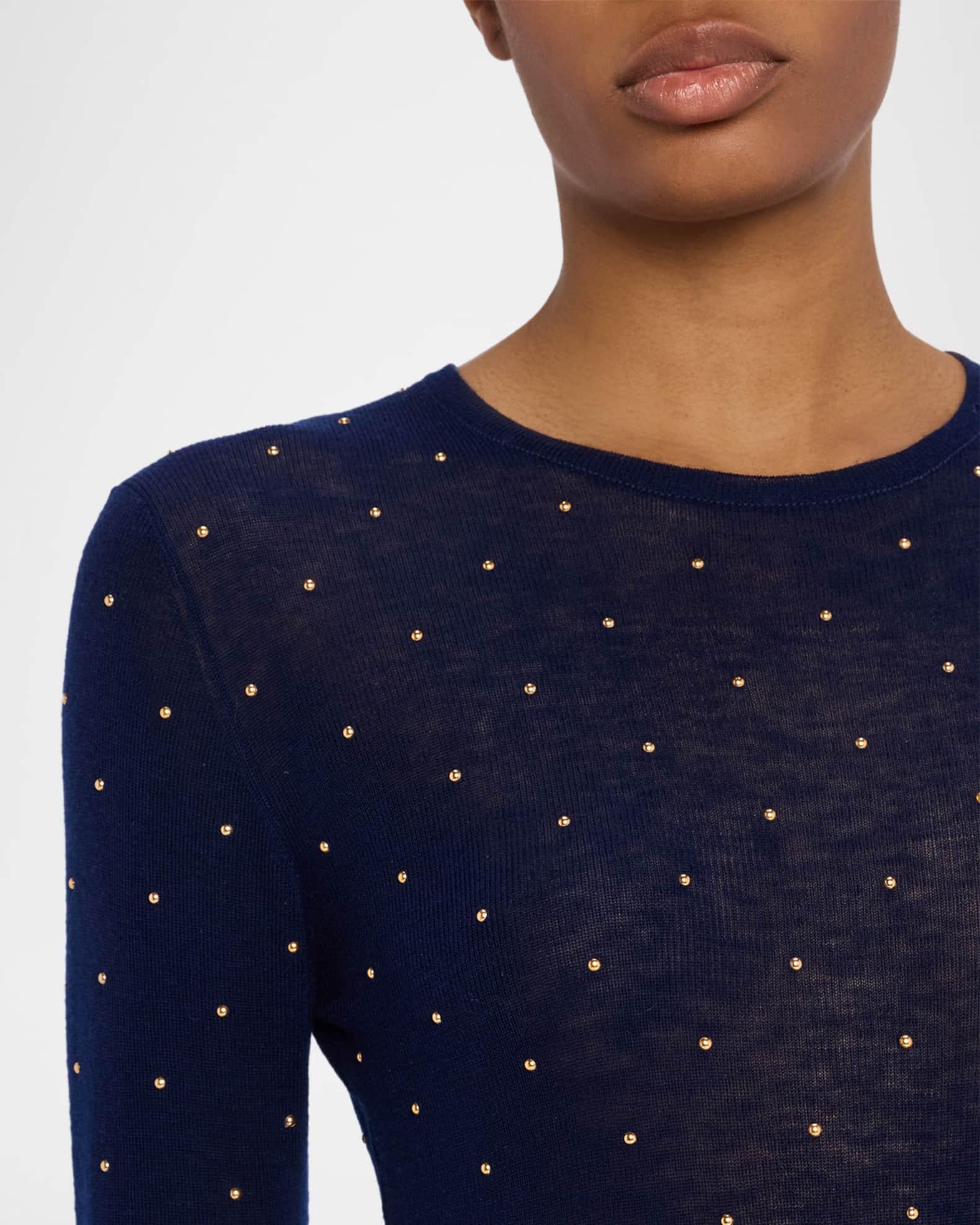 Studded Long-Sleeve Wool Maxi Dress Product Image