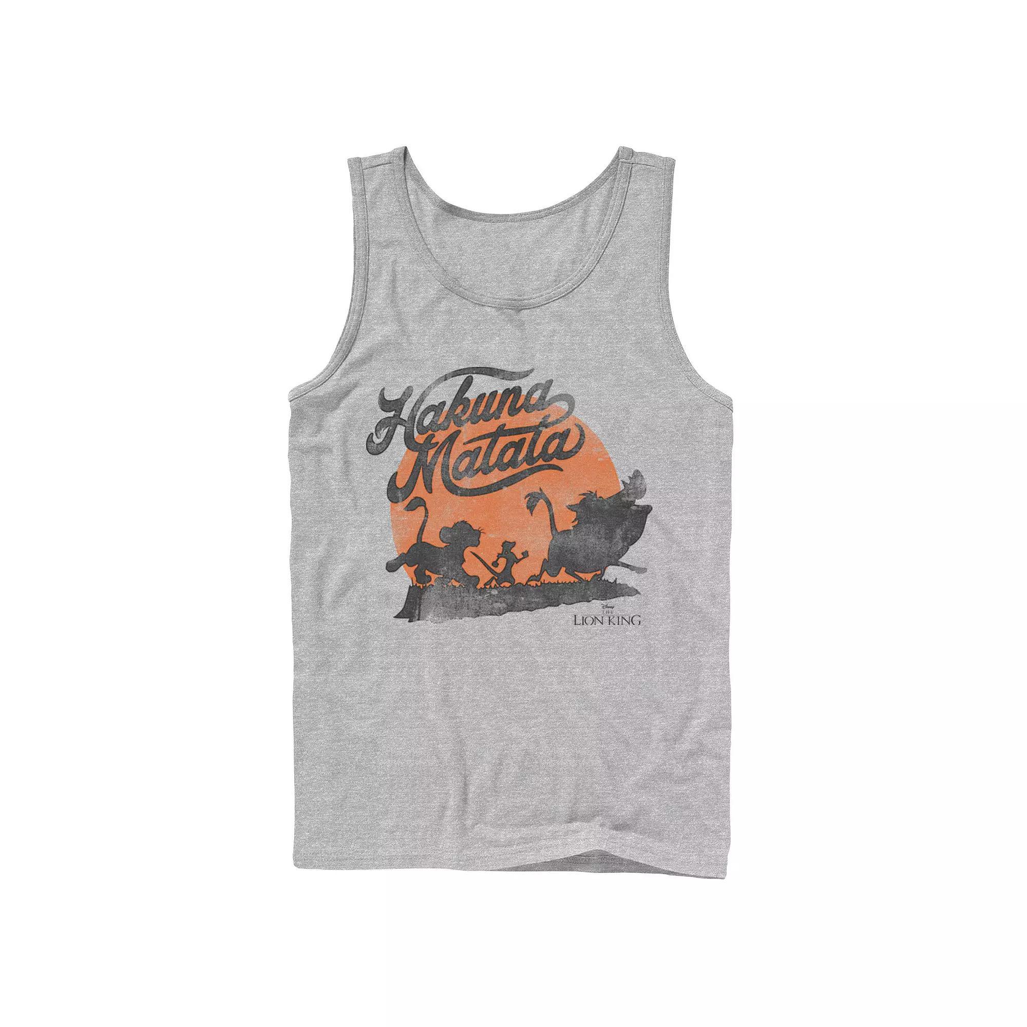 Disney's The Lion King Men's Hakuna Matata Orange Sunset Vintage Tank Top, Size: XXL, Athletic Grey Product Image