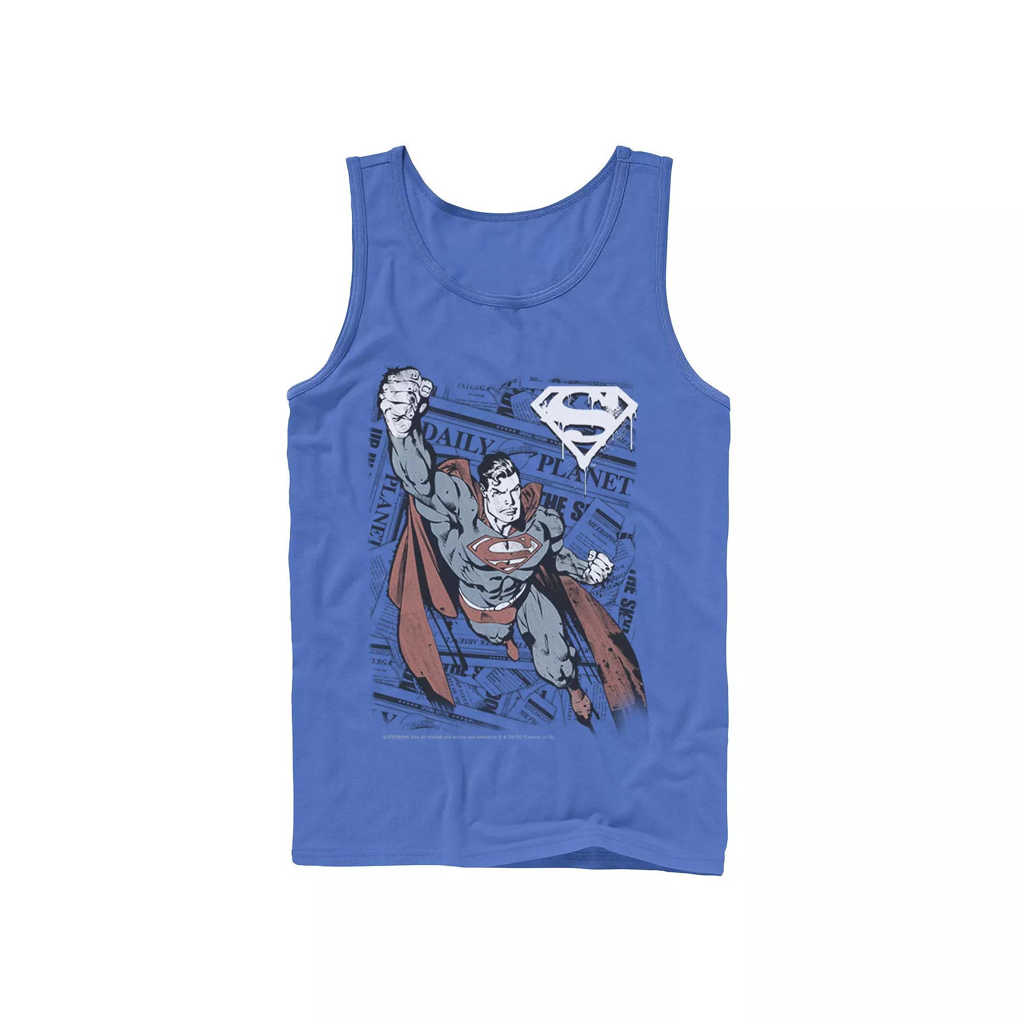 Men's DC Comics Superman Daily Planet Background Poster Tank Top,  Product Image
