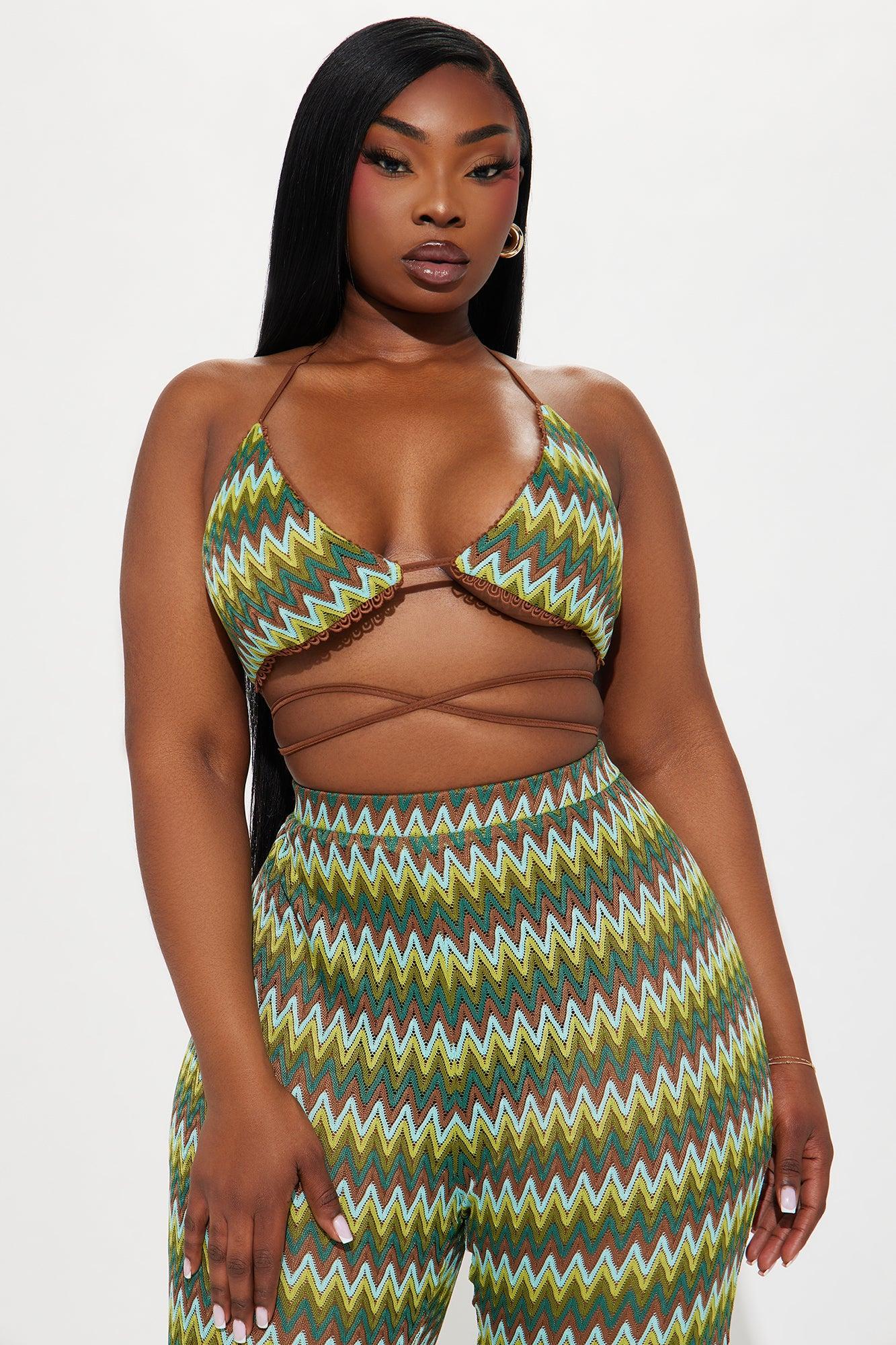 Vacation Addict Crochet Pant Set - Green/combo Product Image