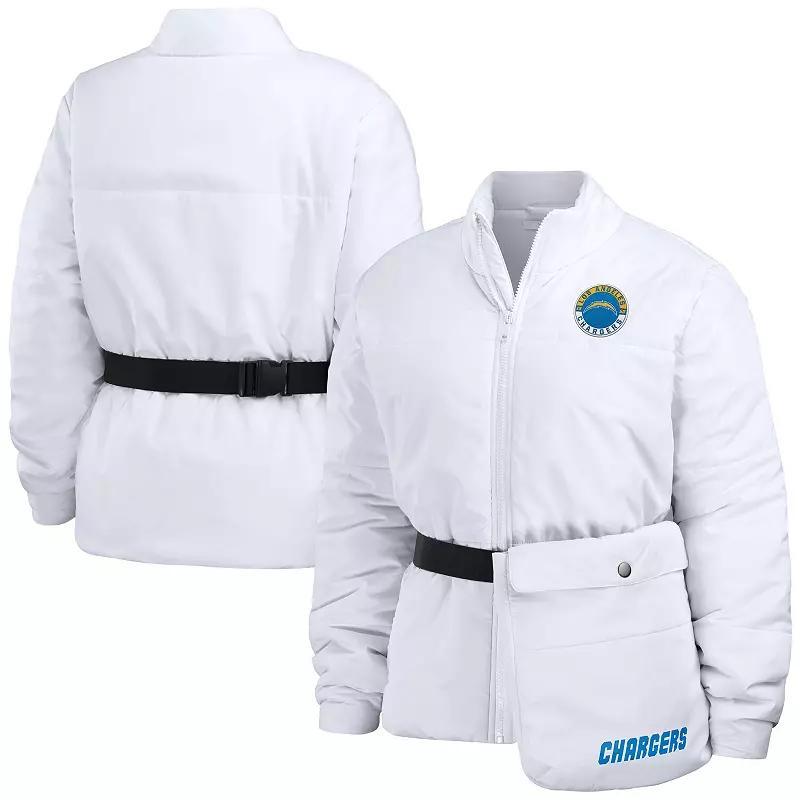 Women's WEAR by Erin Andrews  White Miami Dolphins Packaway Full-Zip Puffer Jacket, Size: XL Product Image