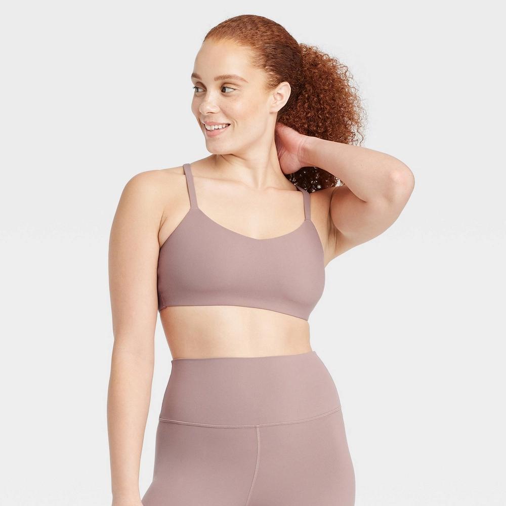 Women's Everyday Soft Light Support Strappy Sports Bra - All In Motion™ Light Brown S Product Image