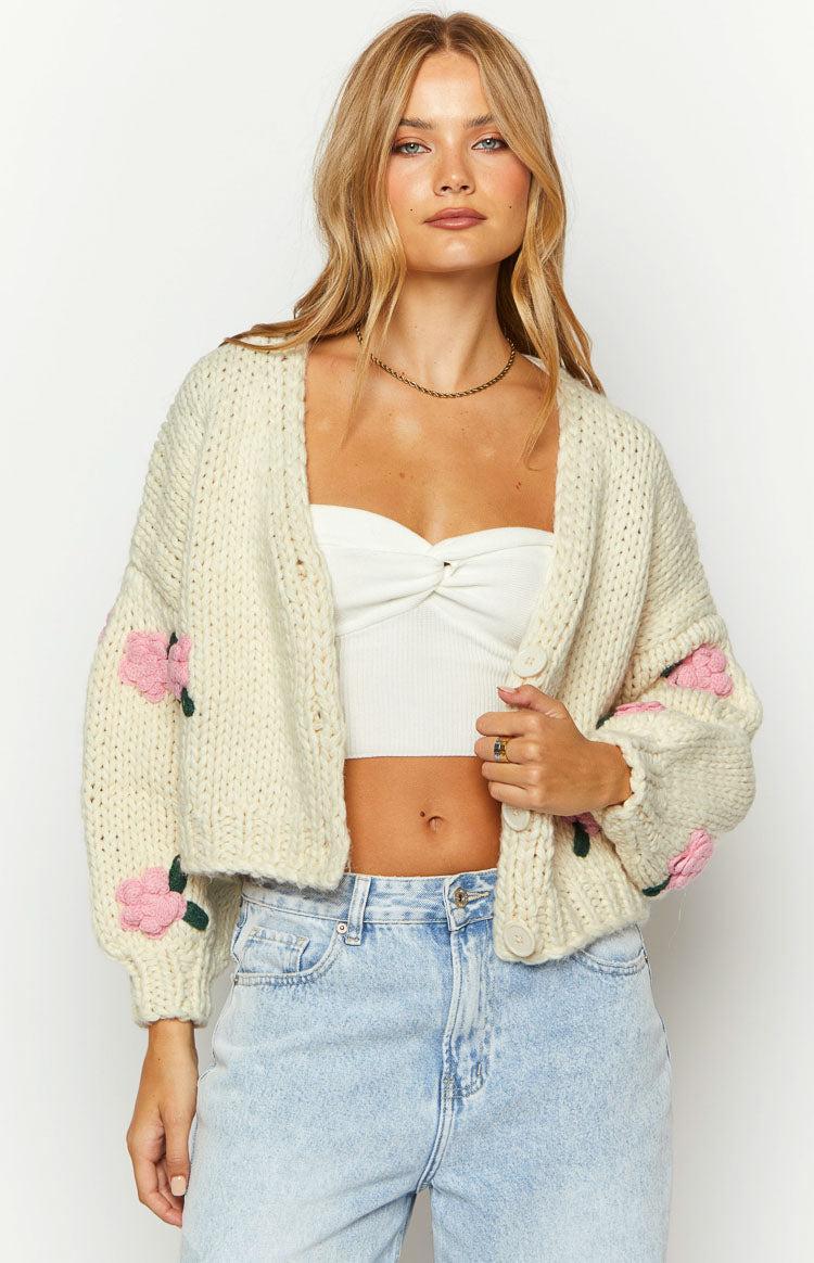 Vine White Rose Embellished Cardigan Product Image