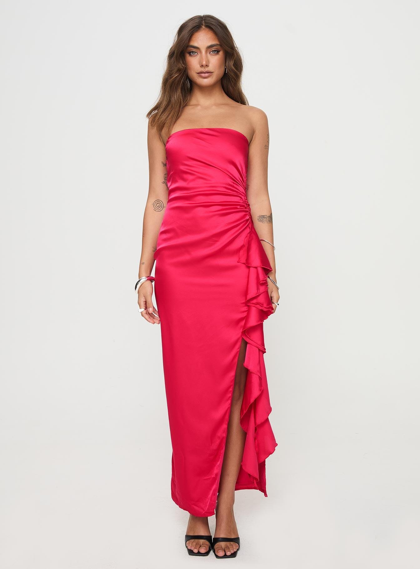 Callita Strapless Maxi Dress Red Product Image