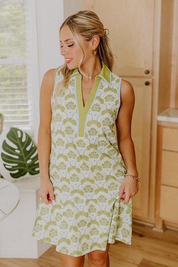 Get Into The Groove Floral Mini Dress in Lime Product Image