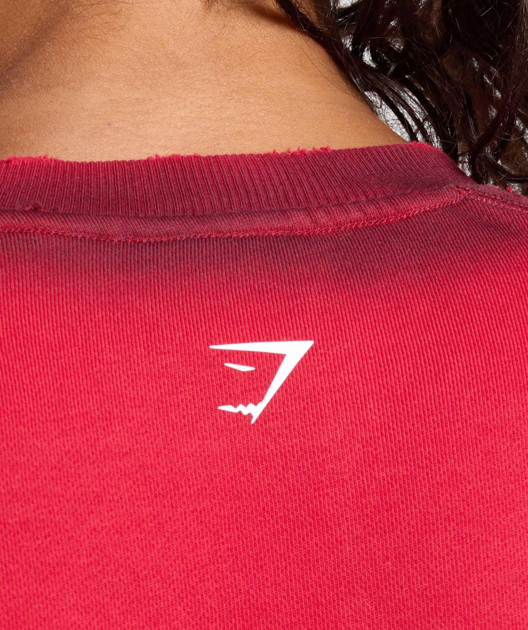 Gymshark Gains Washed Loopback Crew Neck - Conditioning Red/Sets Red Female Product Image